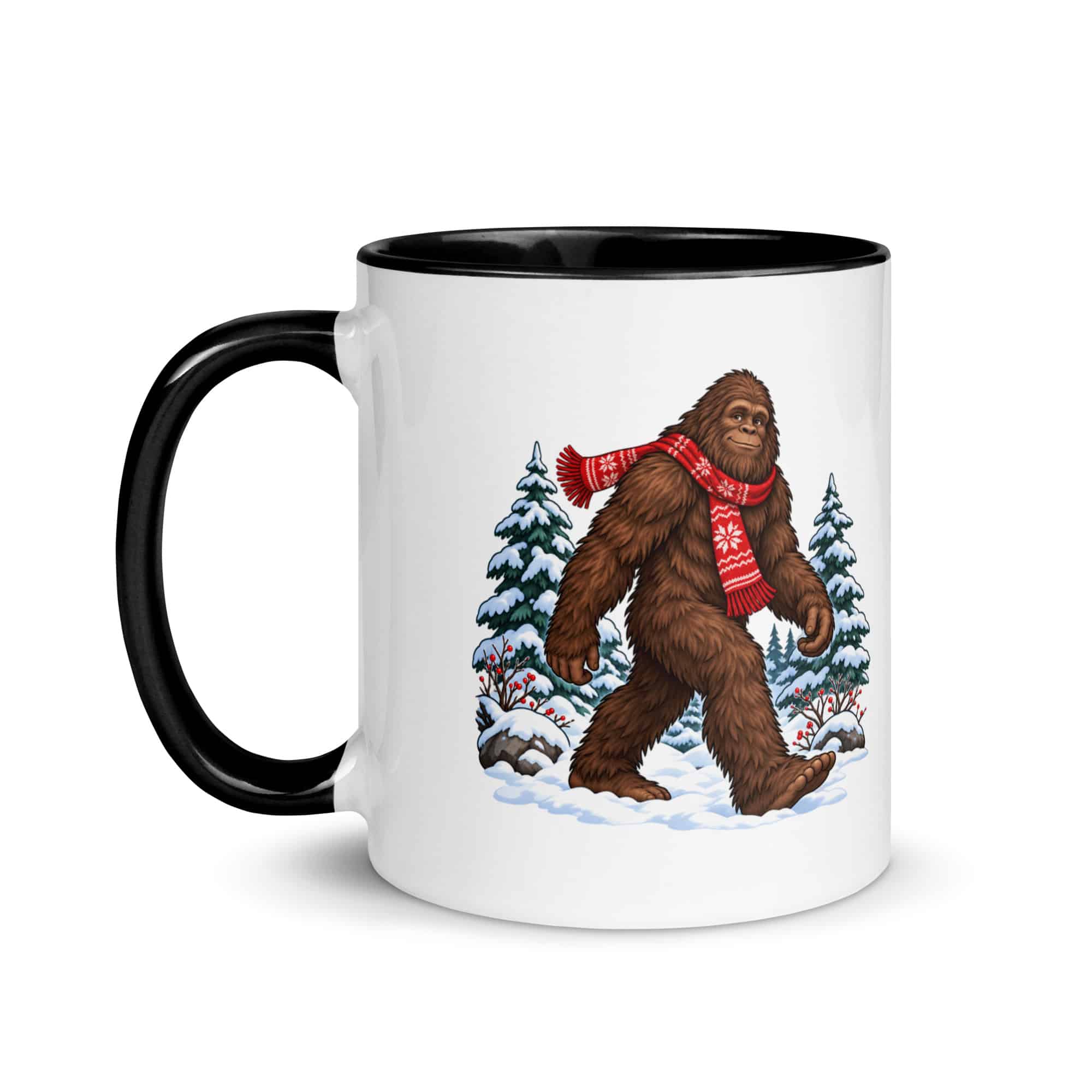 Winter Woods Bigfoot Color Inside Mug