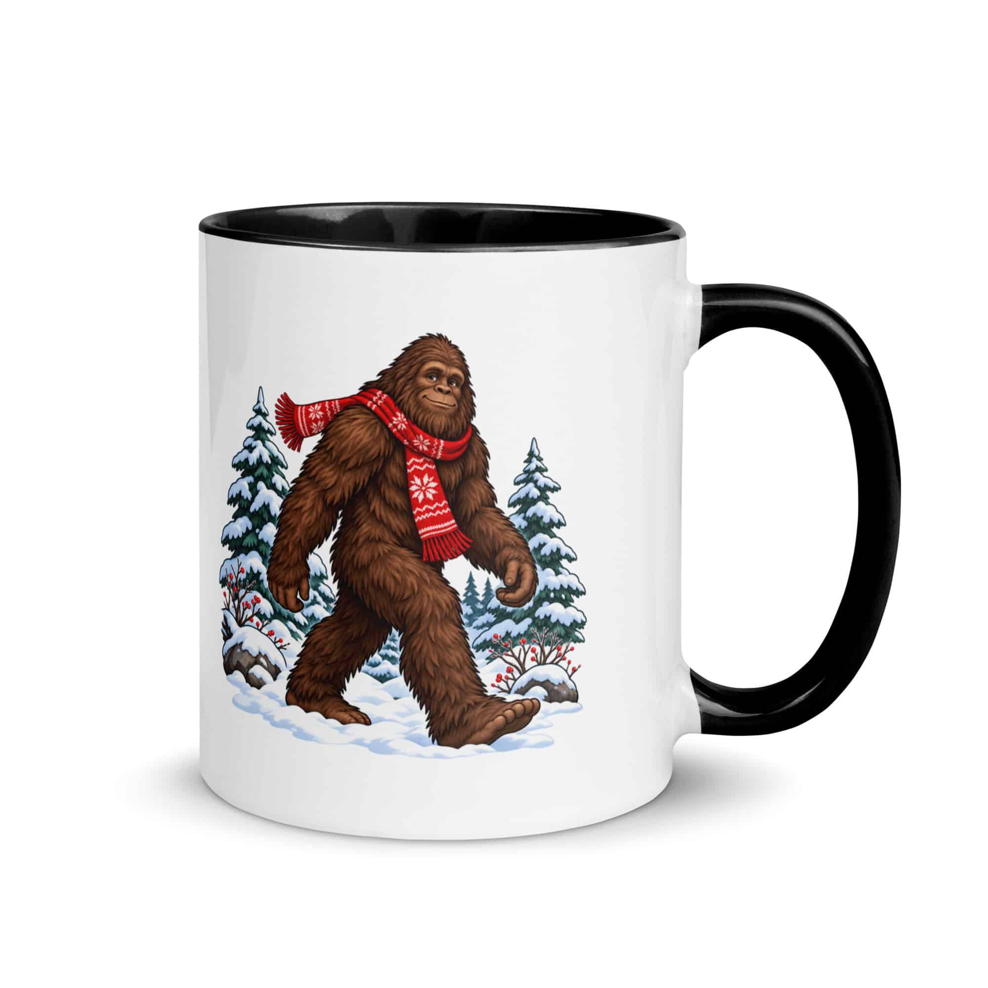 Winter Woods Bigfoot Color Inside Mug