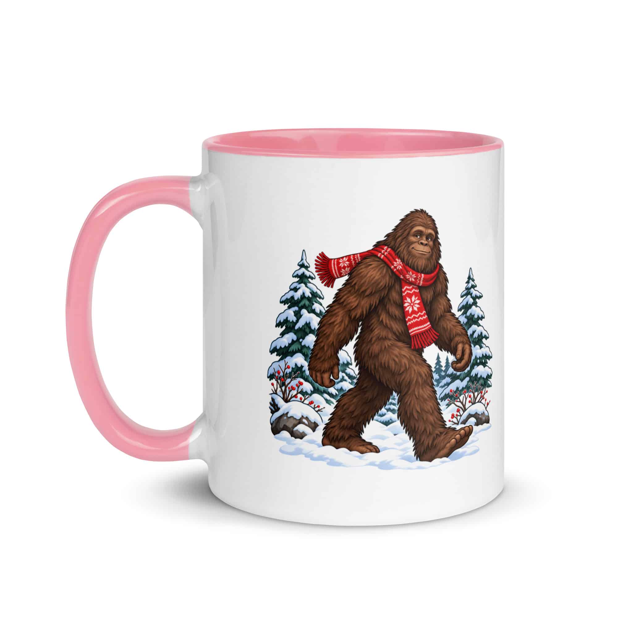 Winter Woods Bigfoot Color Inside Mug