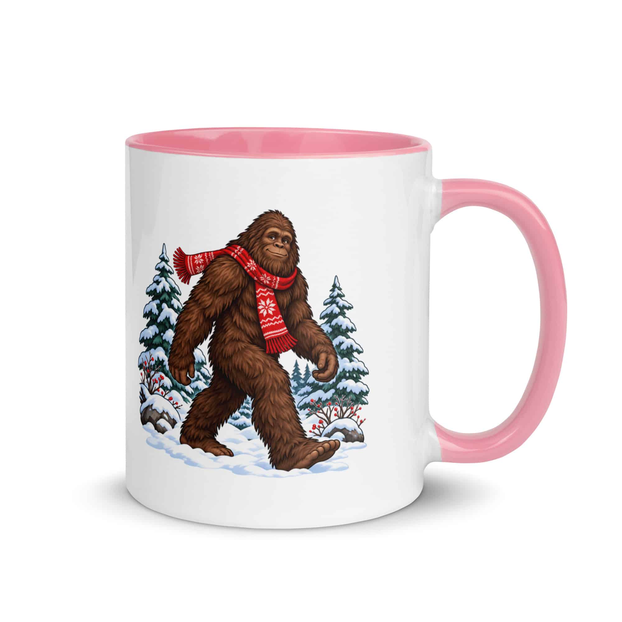 Winter Woods Bigfoot Color Inside Mug
