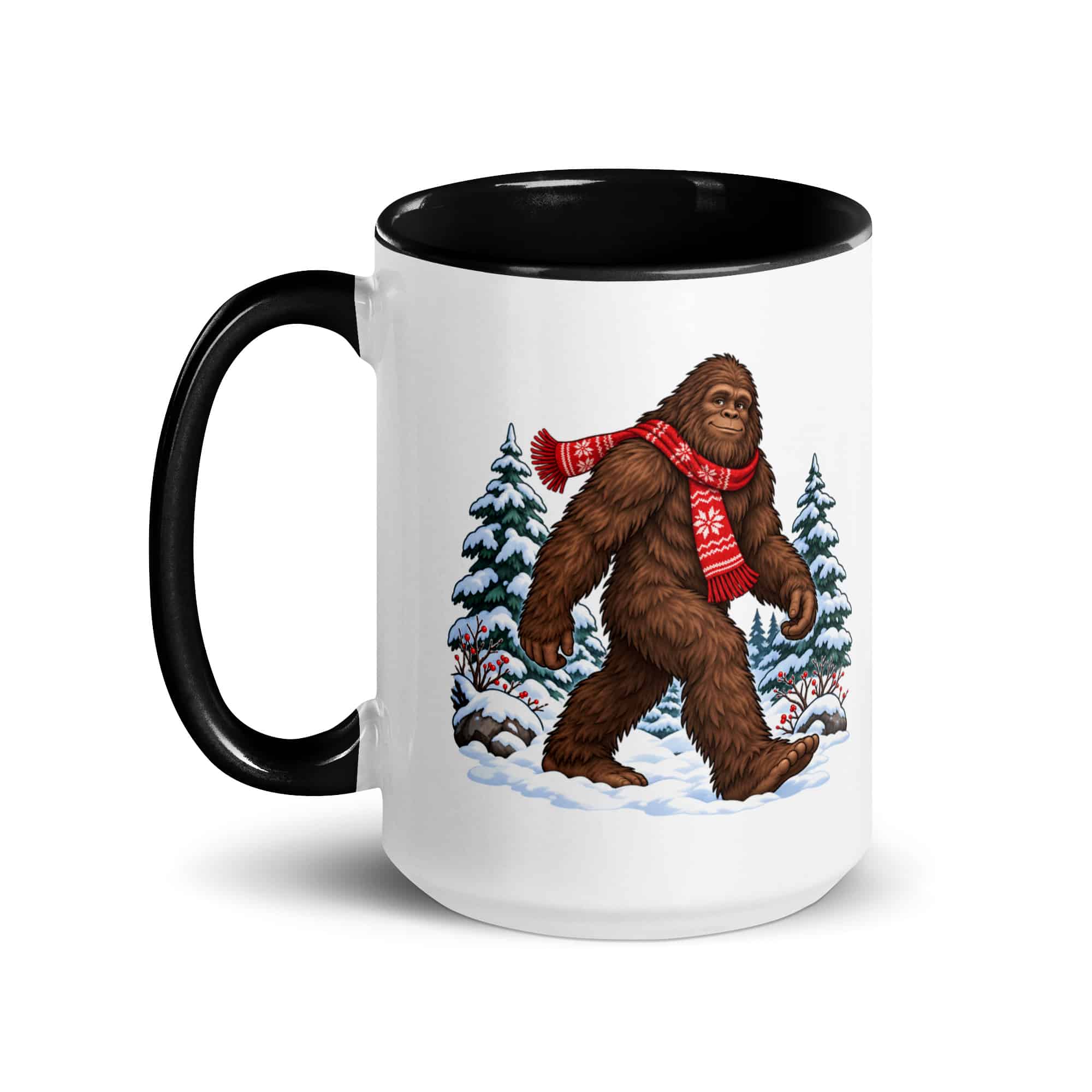 Winter Woods Bigfoot Color Inside Mug
