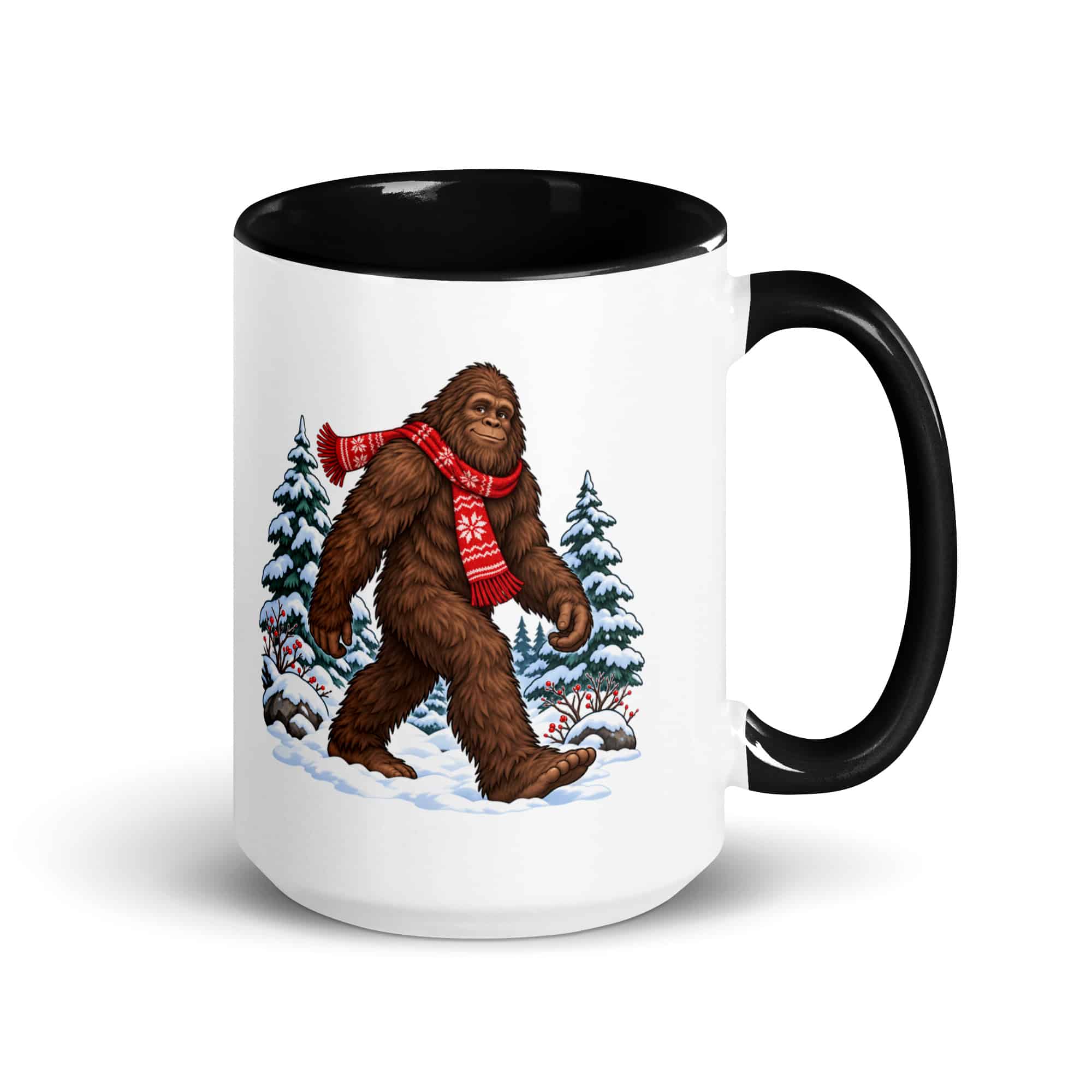 Winter Woods Bigfoot Color Inside Mug