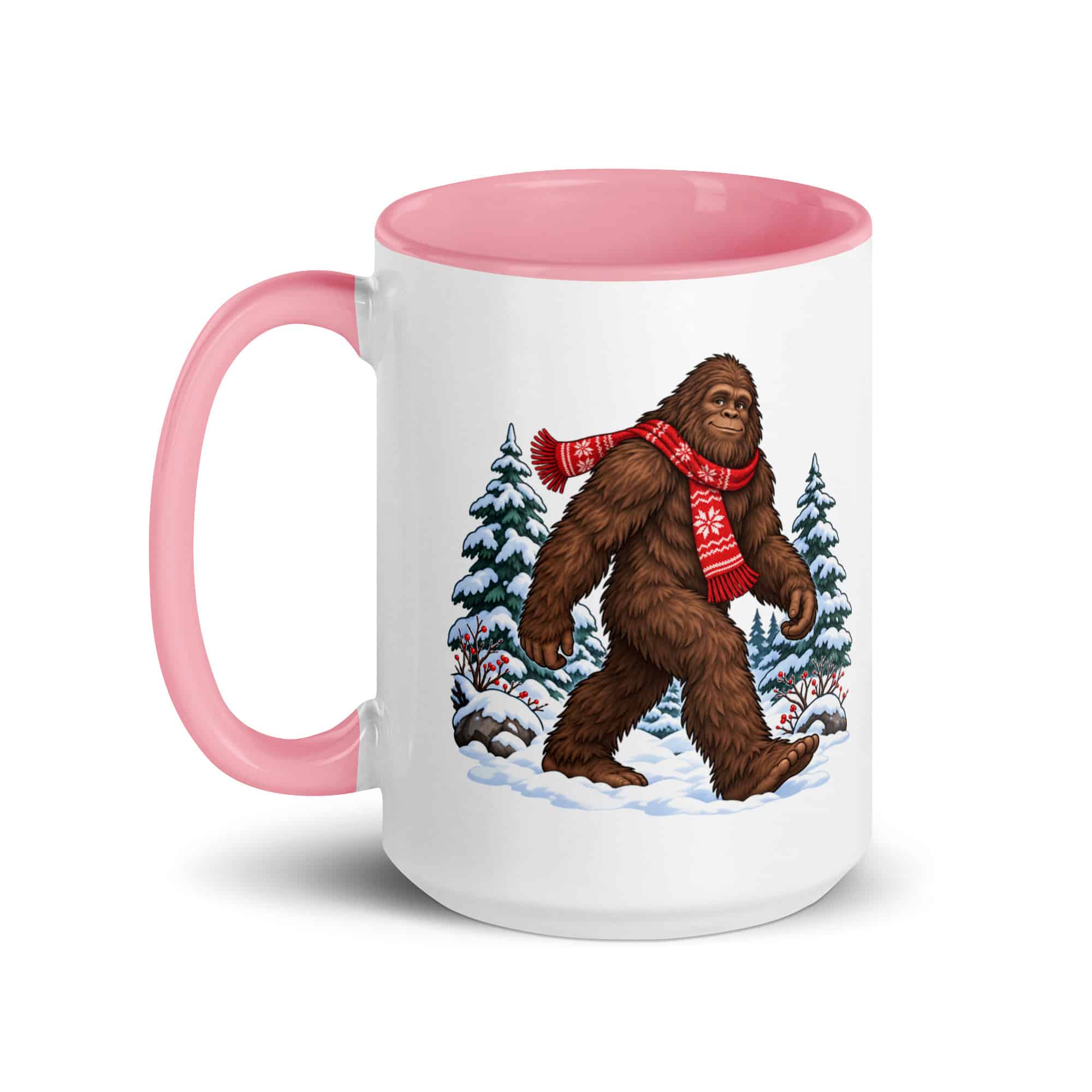 Winter Woods Bigfoot Color Inside Mug