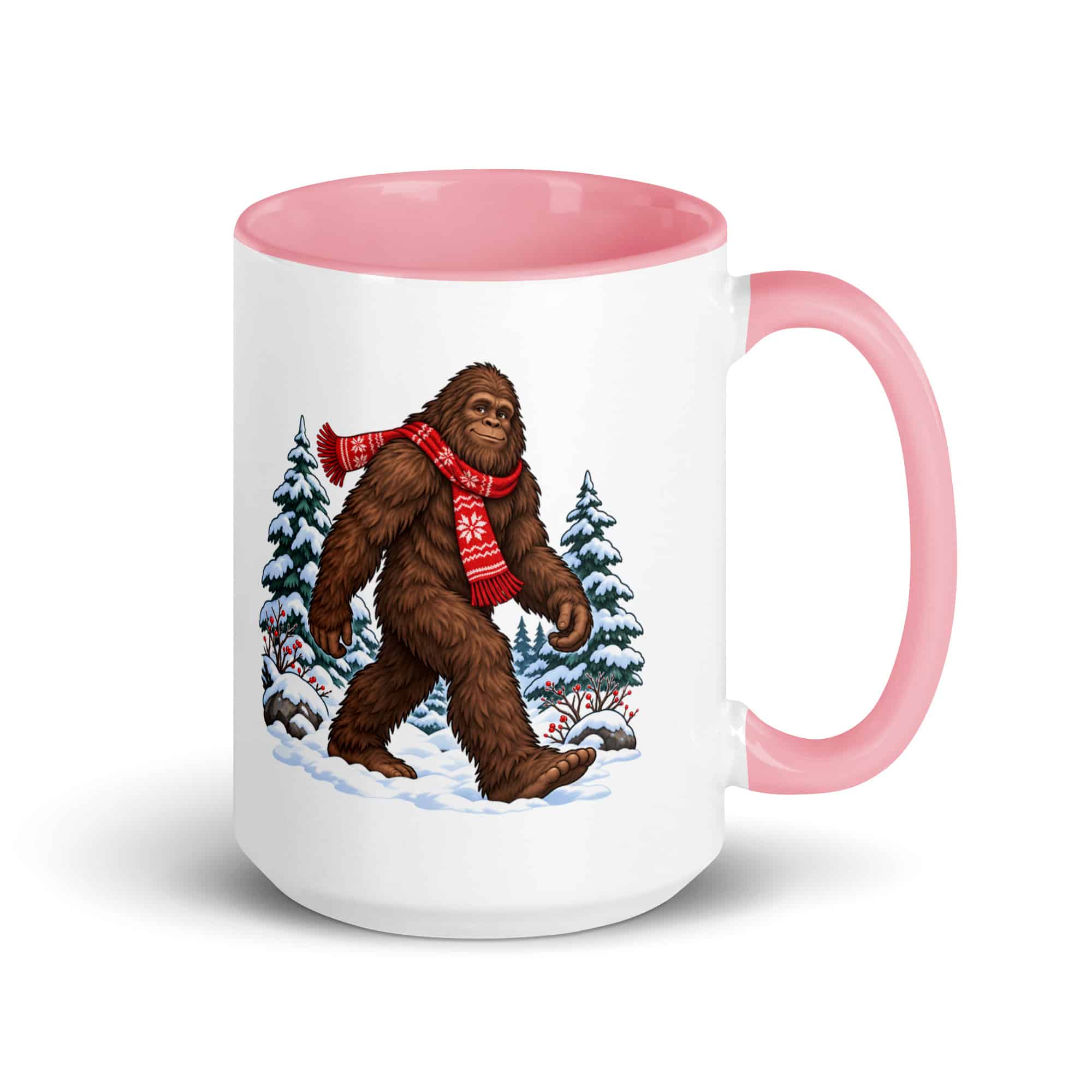 Winter Woods Bigfoot Color Inside Mug