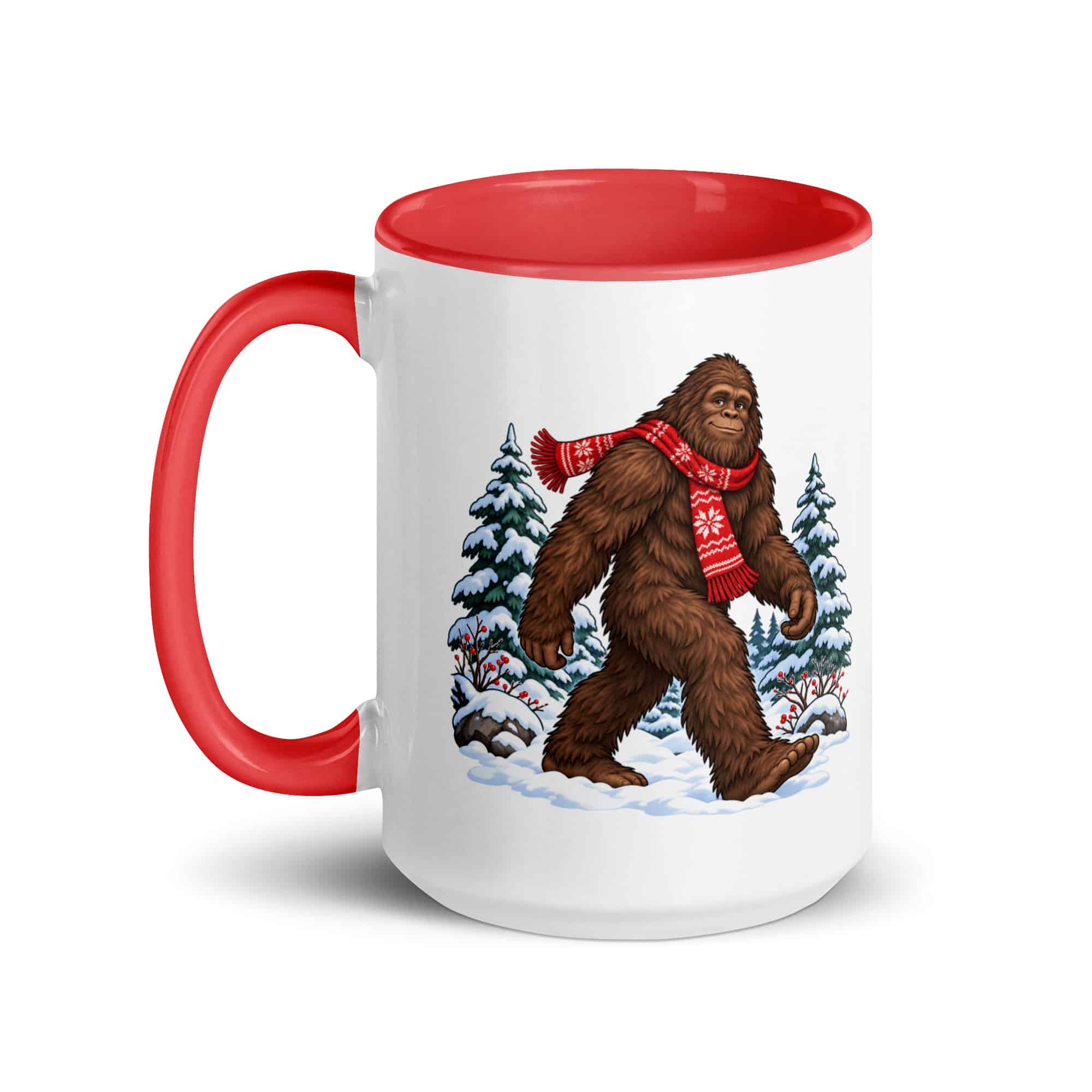 Winter Woods Bigfoot Color Inside Mug