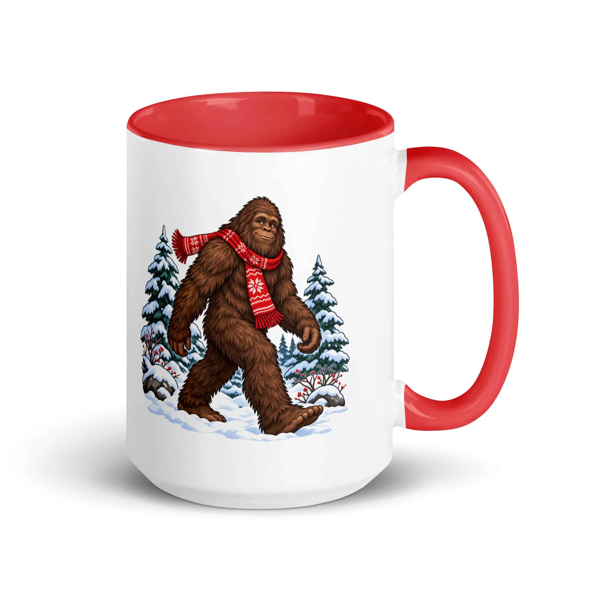 Winter Woods Bigfoot Color Inside Mug