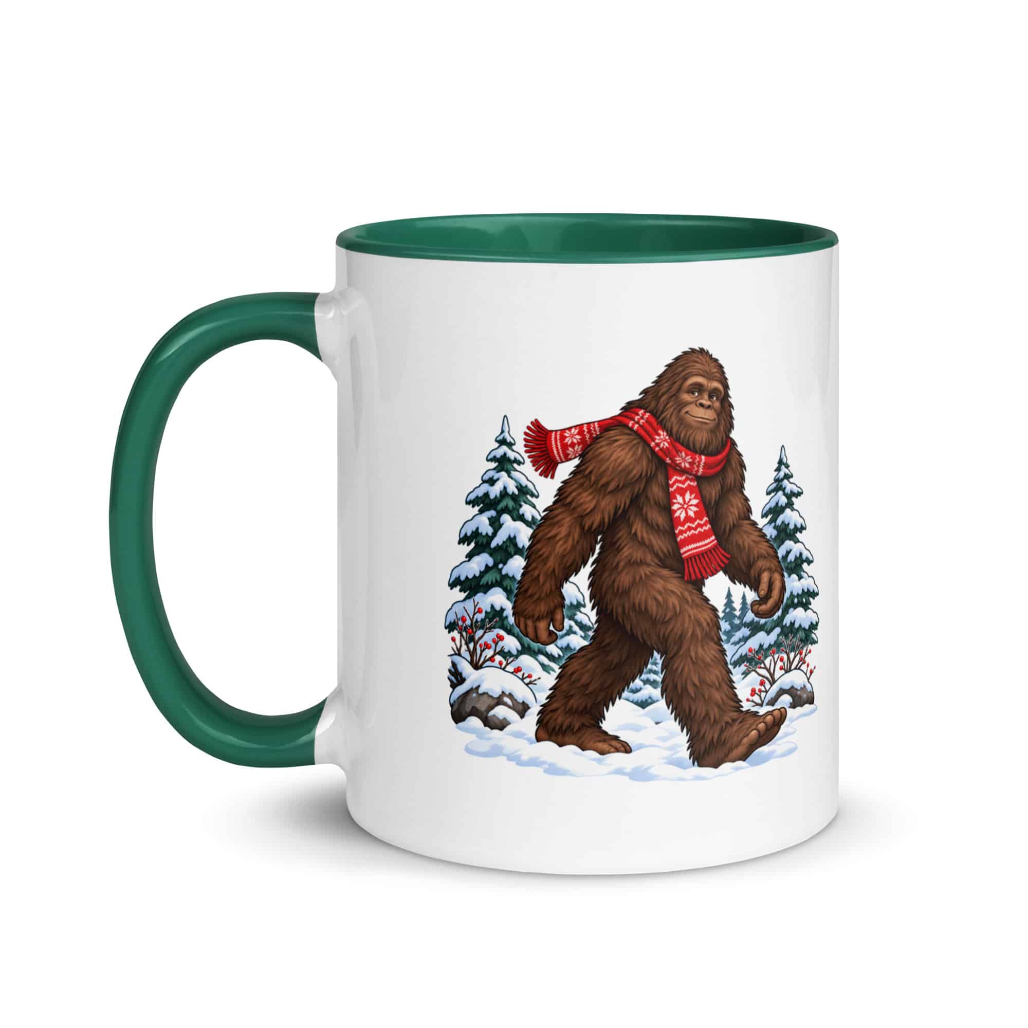 Winter Woods Bigfoot Color Inside Mug