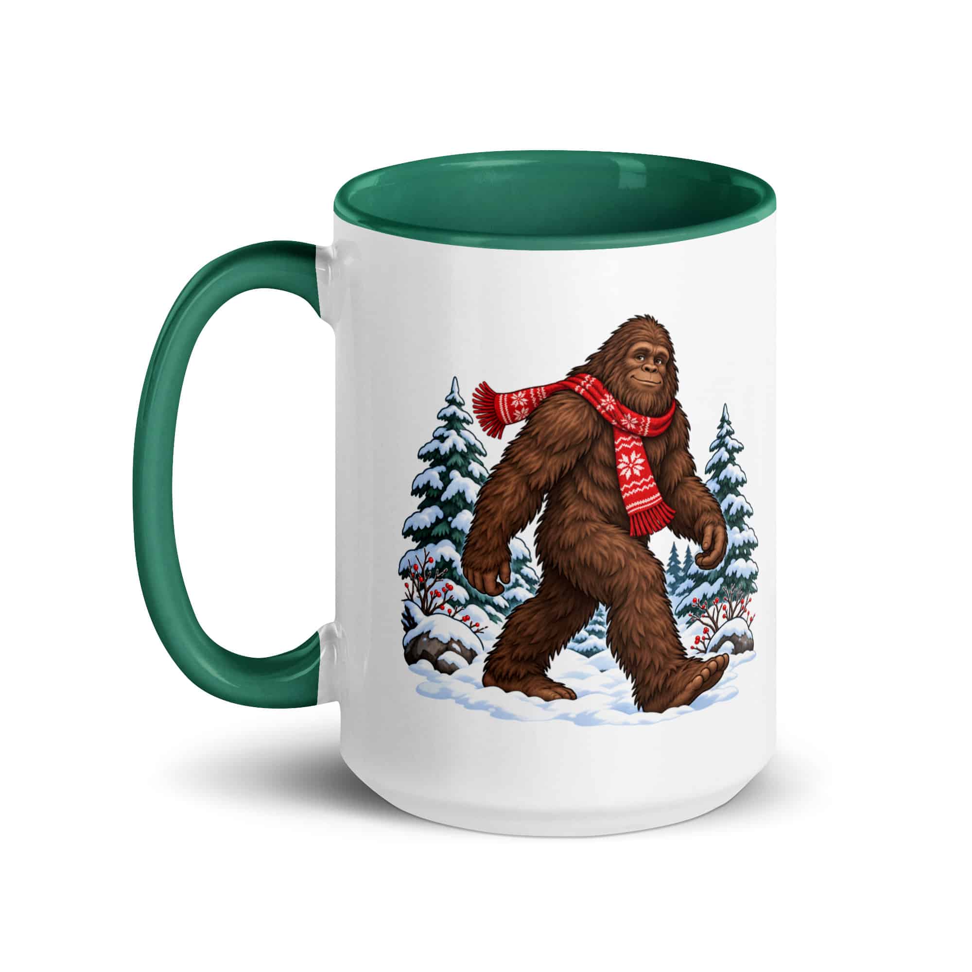 Winter Woods Bigfoot Color Inside Mug