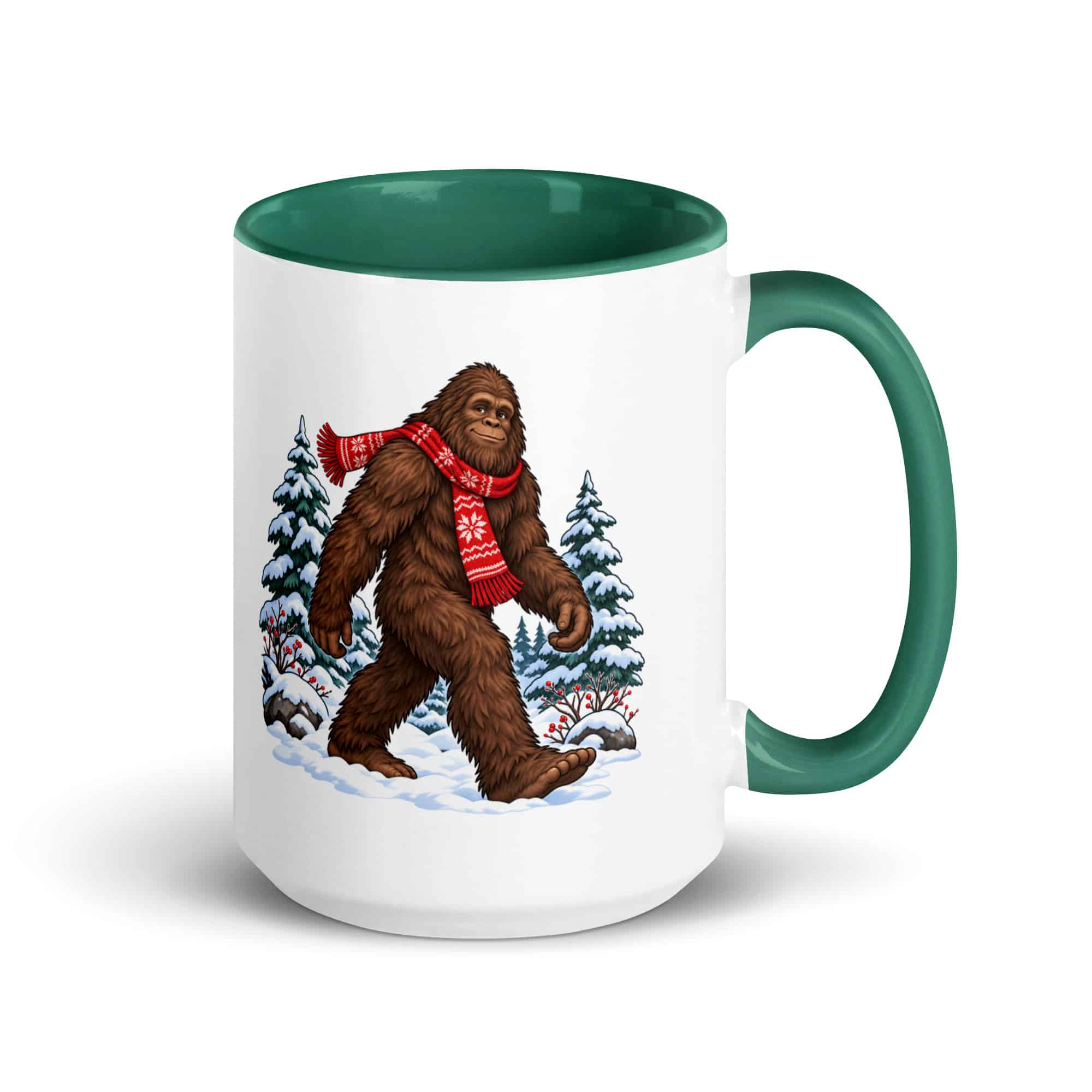 Winter Woods Bigfoot Color Inside Mug