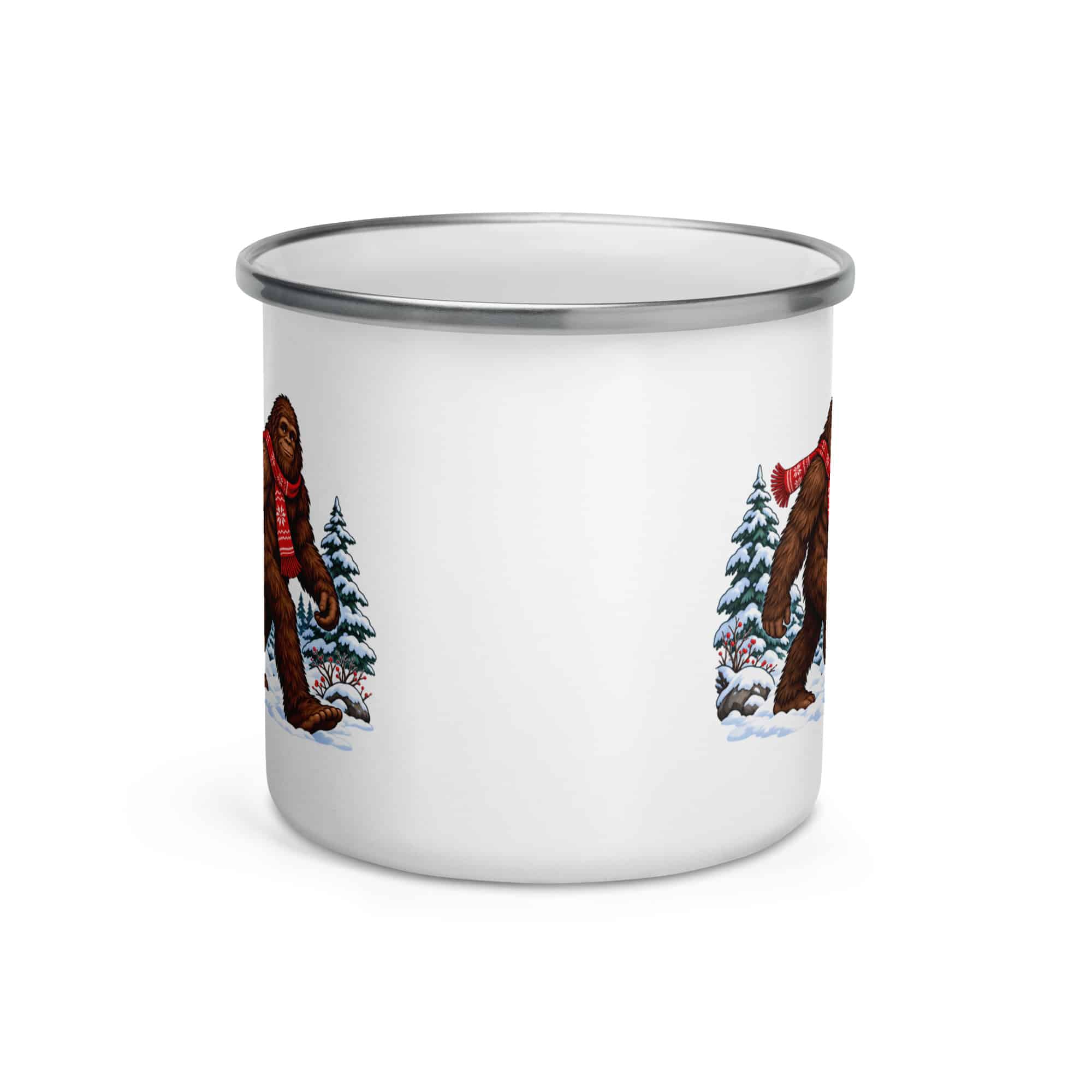 Bigfoot Winter Woods Enamel Camp Mug