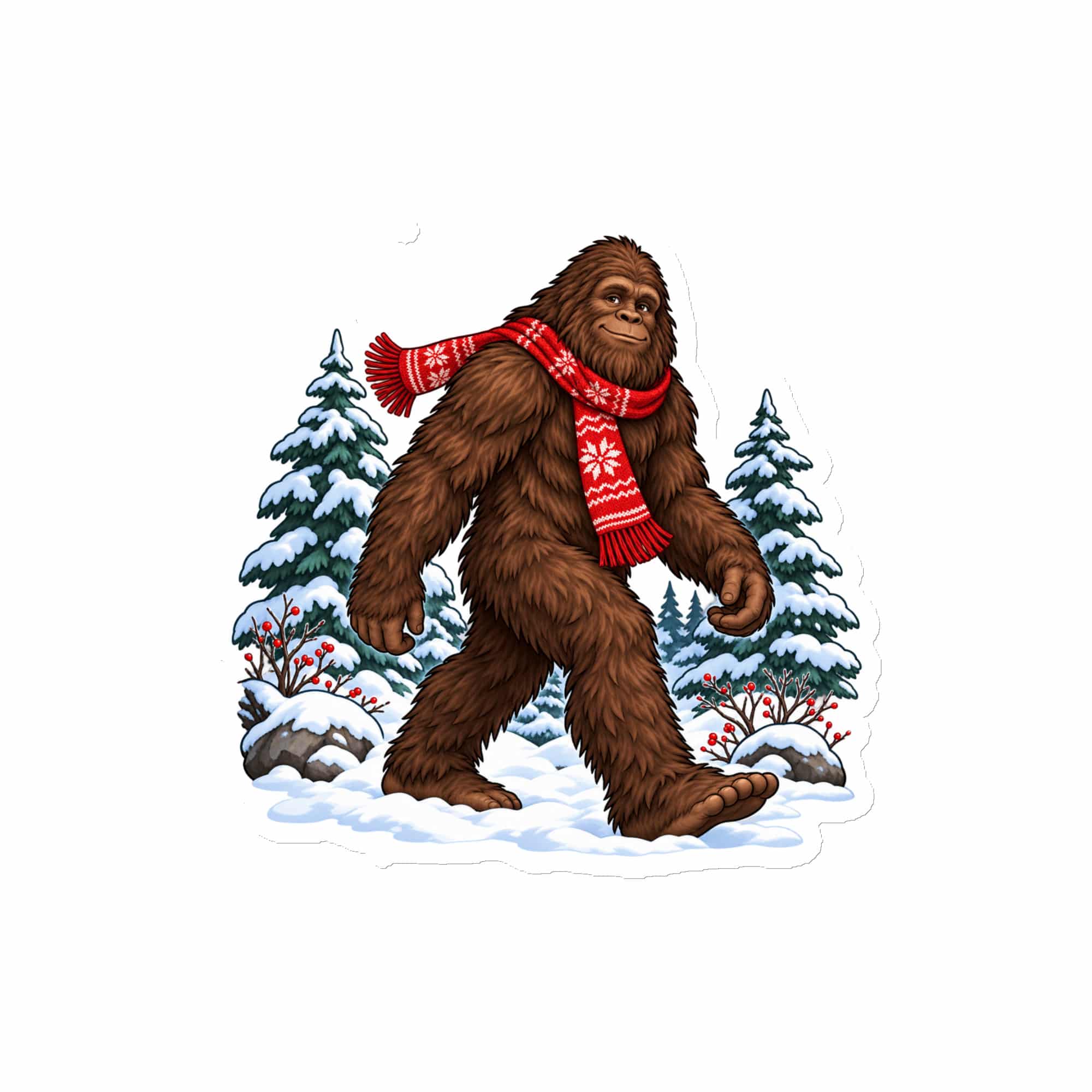 Bigfoot Winter Woods Die-Cut Magnet
