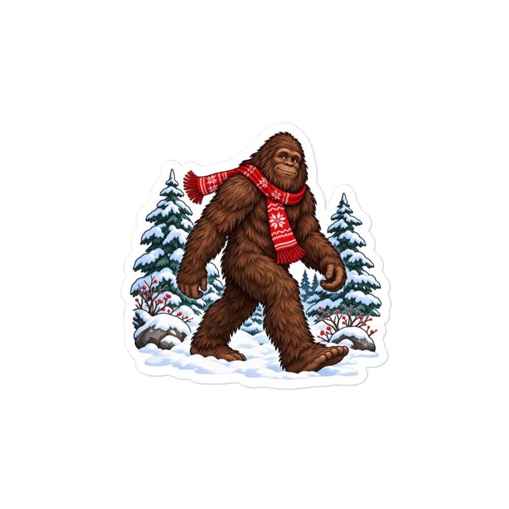 Bigfoot Winter Woods Vinyl Sticker