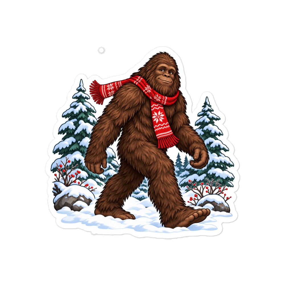 Bigfoot Winter Woods Vinyl Sticker