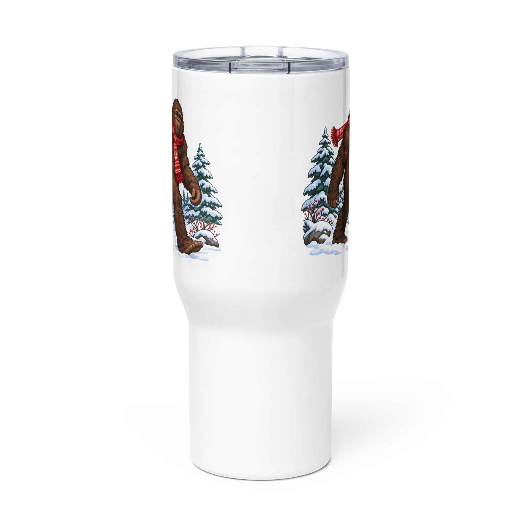 Bigfoot Winter Woods Travel Mug