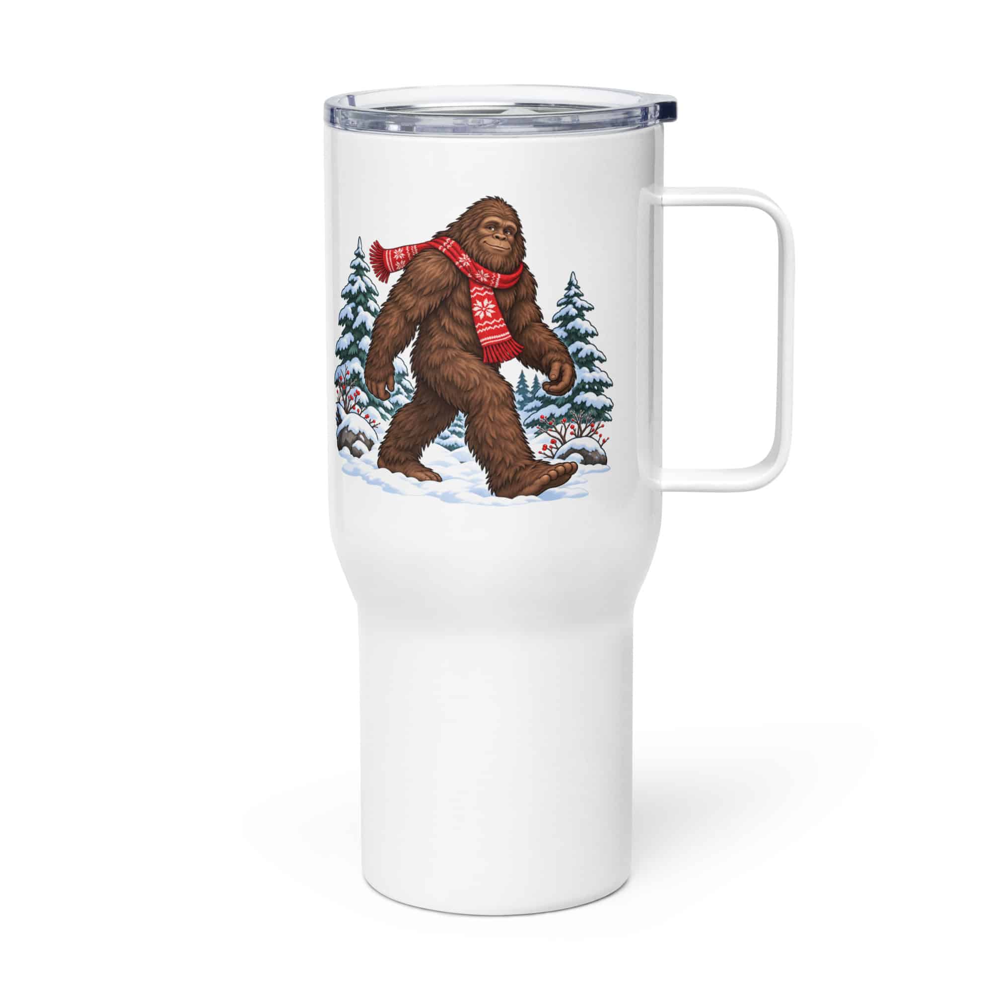 Bigfoot Winter Woods Travel Mug