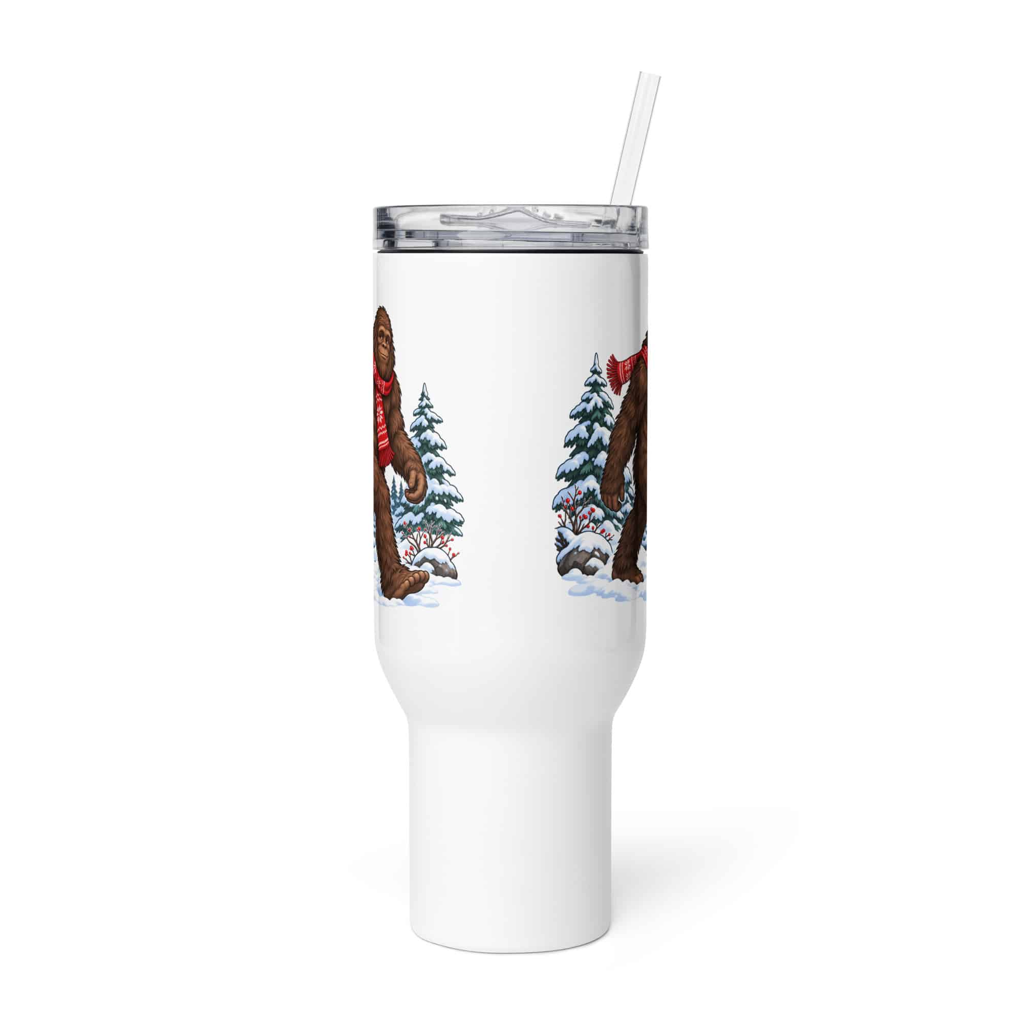 Bigfoot Winter Woods Travel Mug