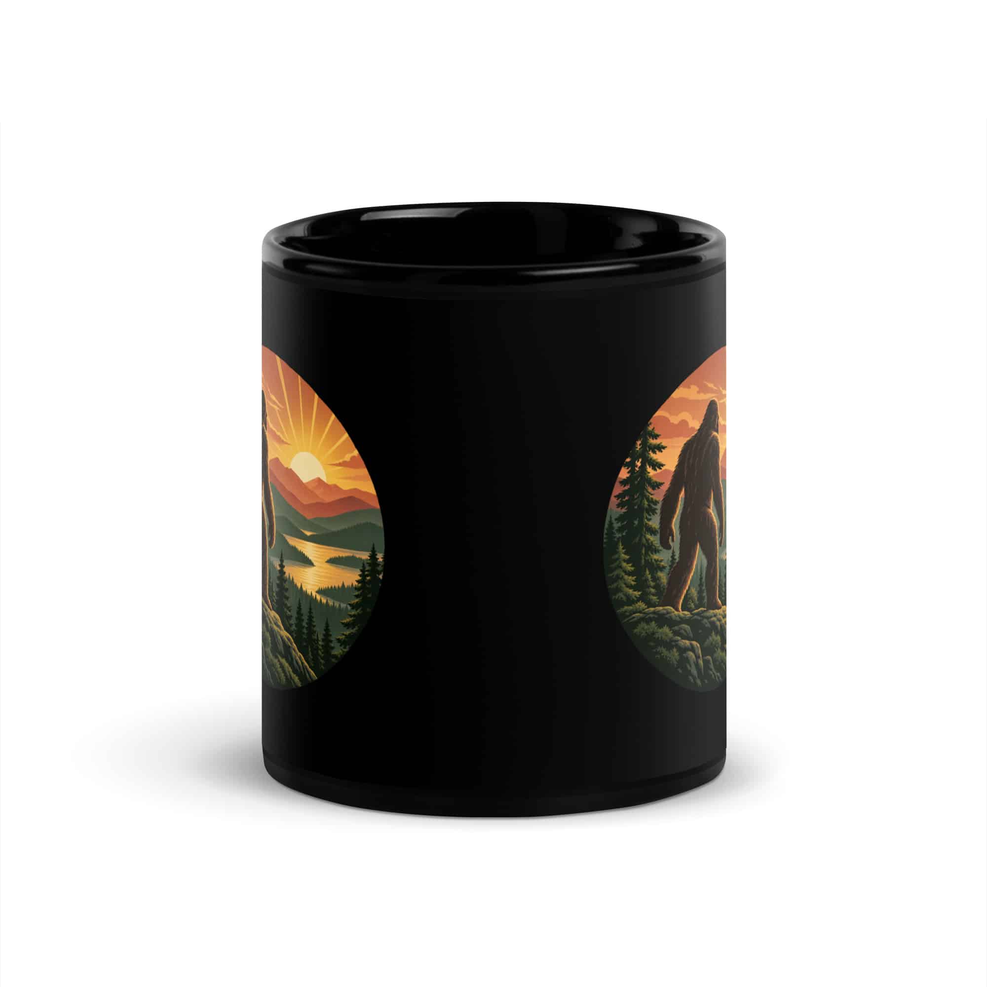 Sunrise Bigfoot Black Mug