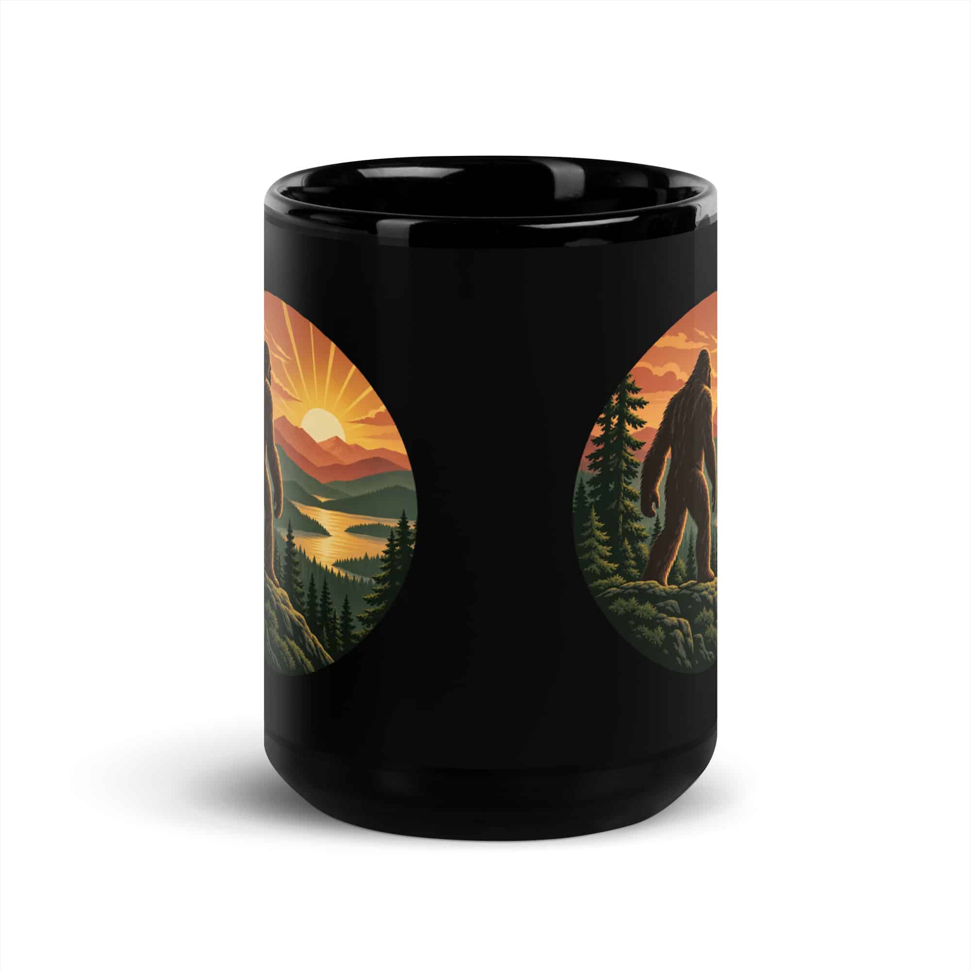 Sunrise Bigfoot Black Mug