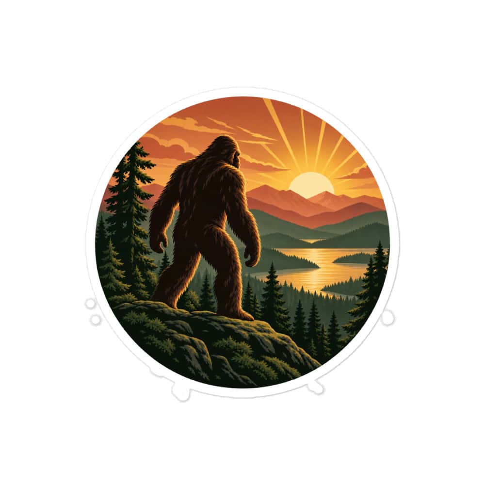 Bigfoot Mountain Sunrise Vinyl Sticker