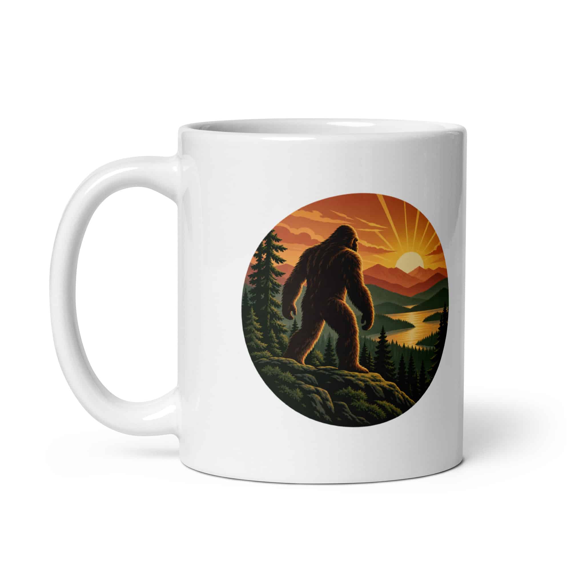 Bigfoot Mountain Sunrise White Ceramic Coffee Mug