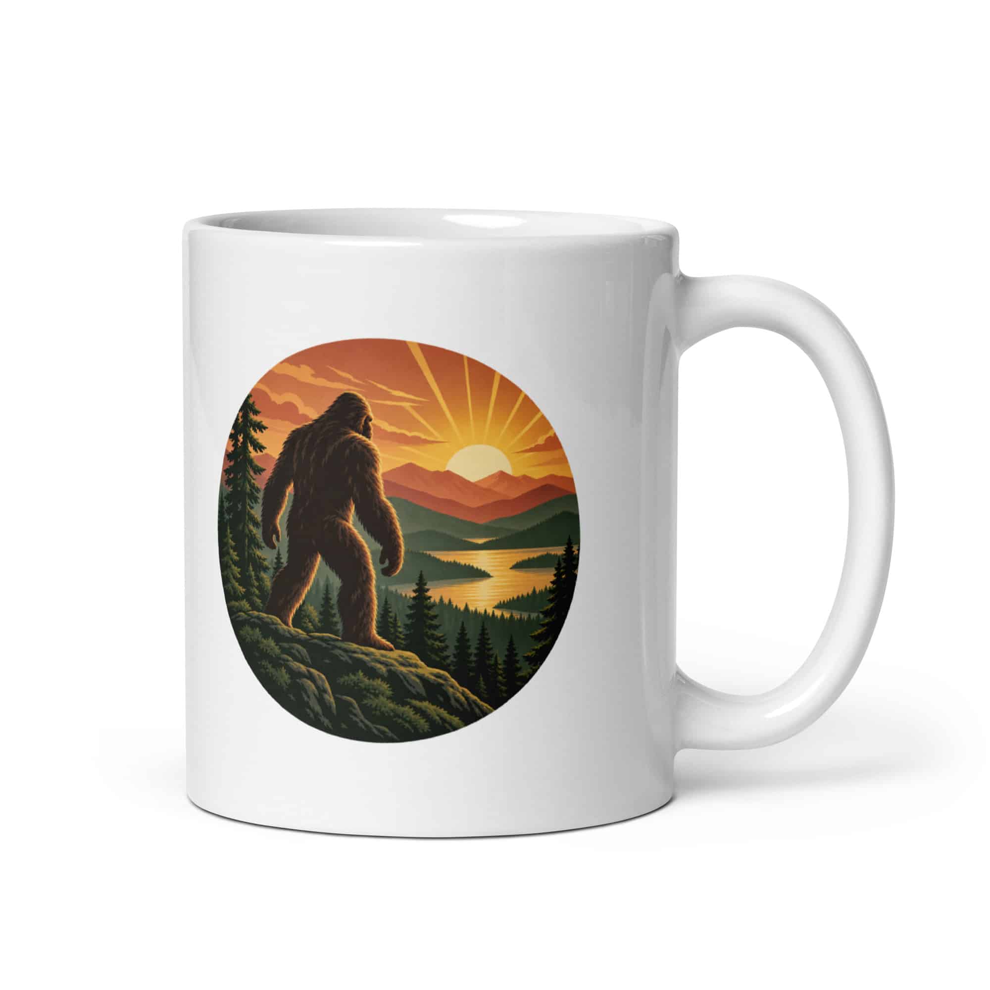 Bigfoot Mountain Sunrise White Ceramic Coffee Mug