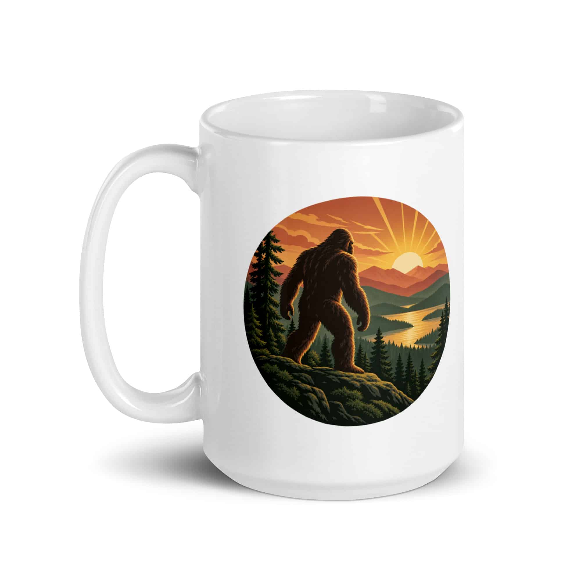 Bigfoot Mountain Sunrise White Ceramic Coffee Mug