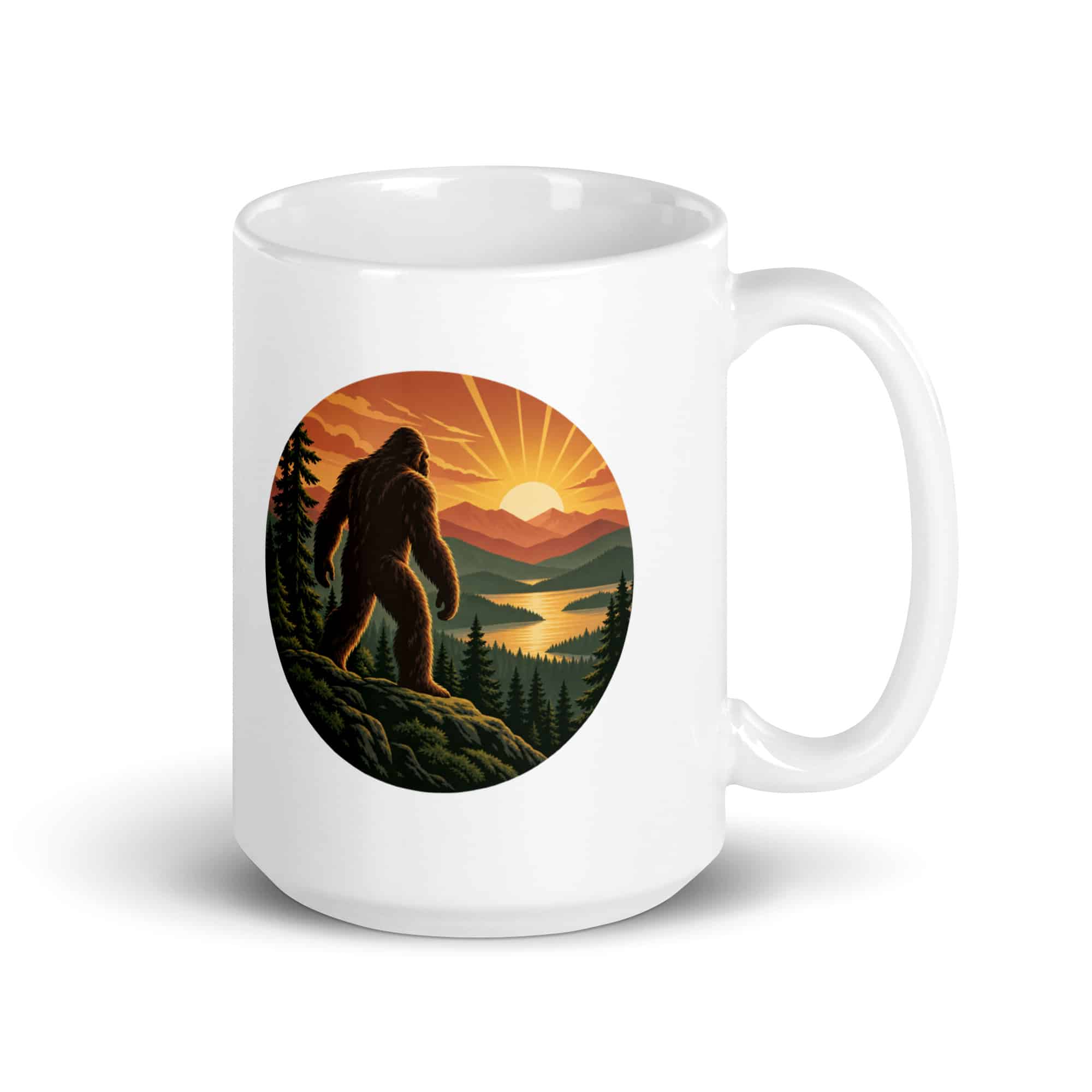 Bigfoot Mountain Sunrise White Ceramic Coffee Mug