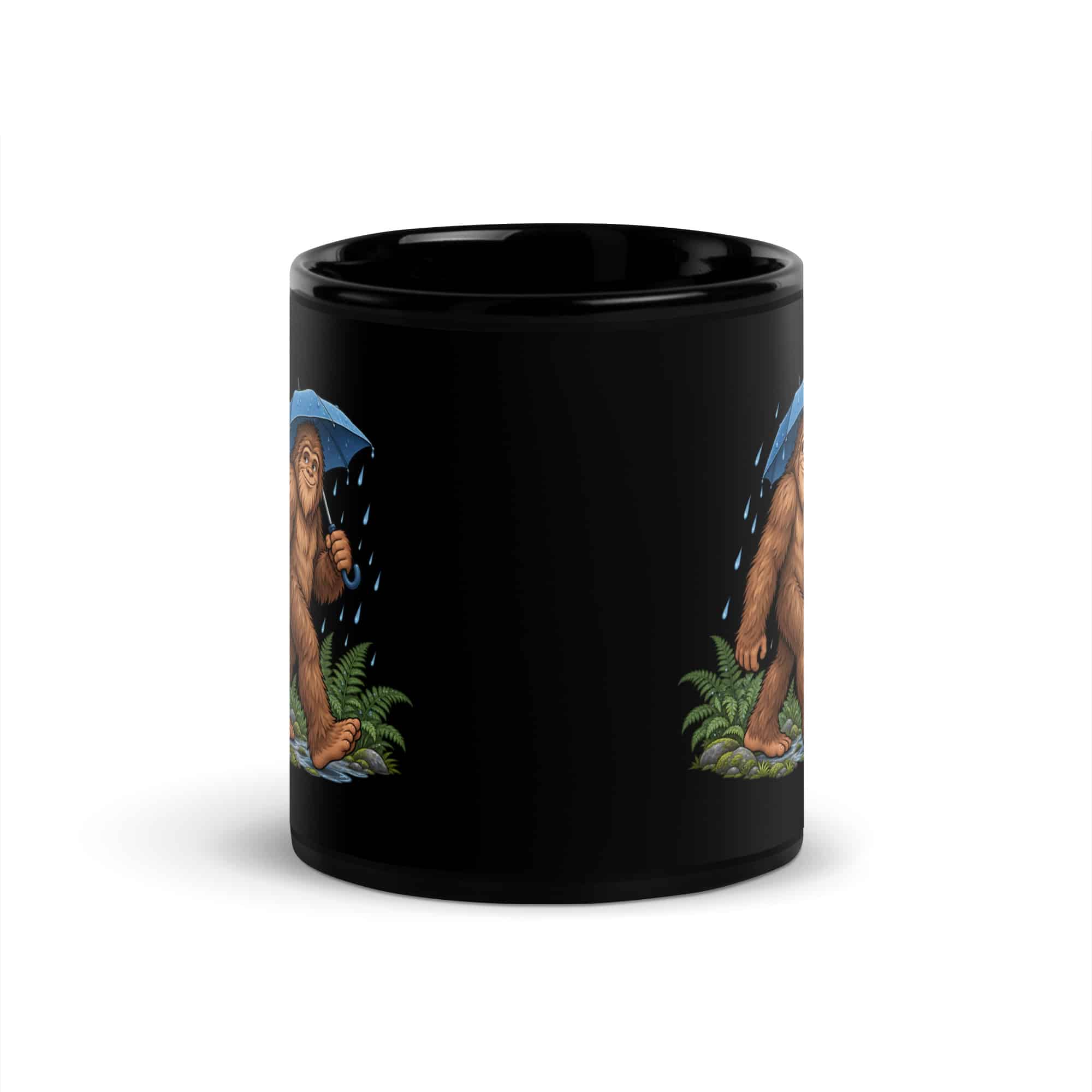 Rainy Trail Bigfoot Black Mug