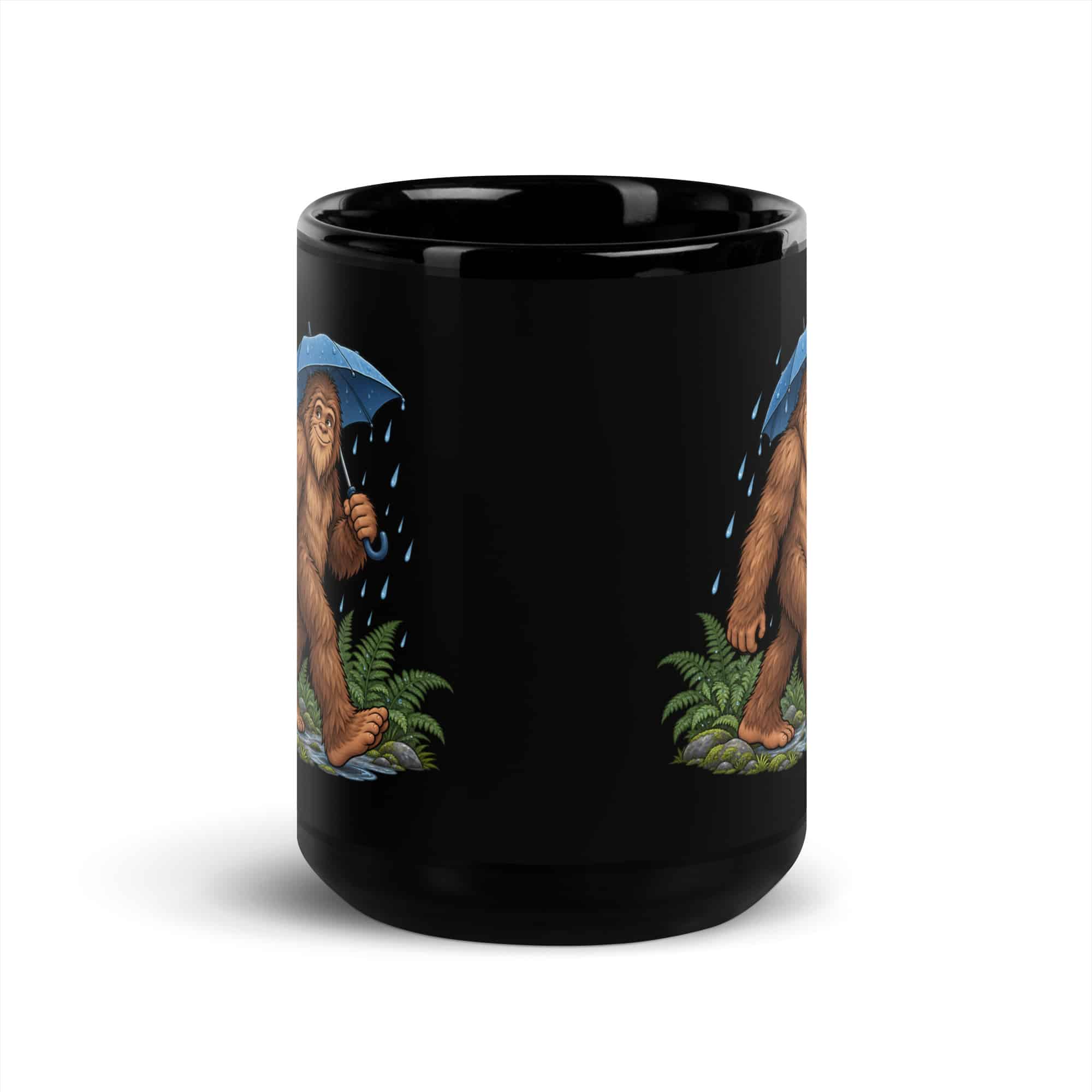 Rainy Trail Bigfoot Black Mug