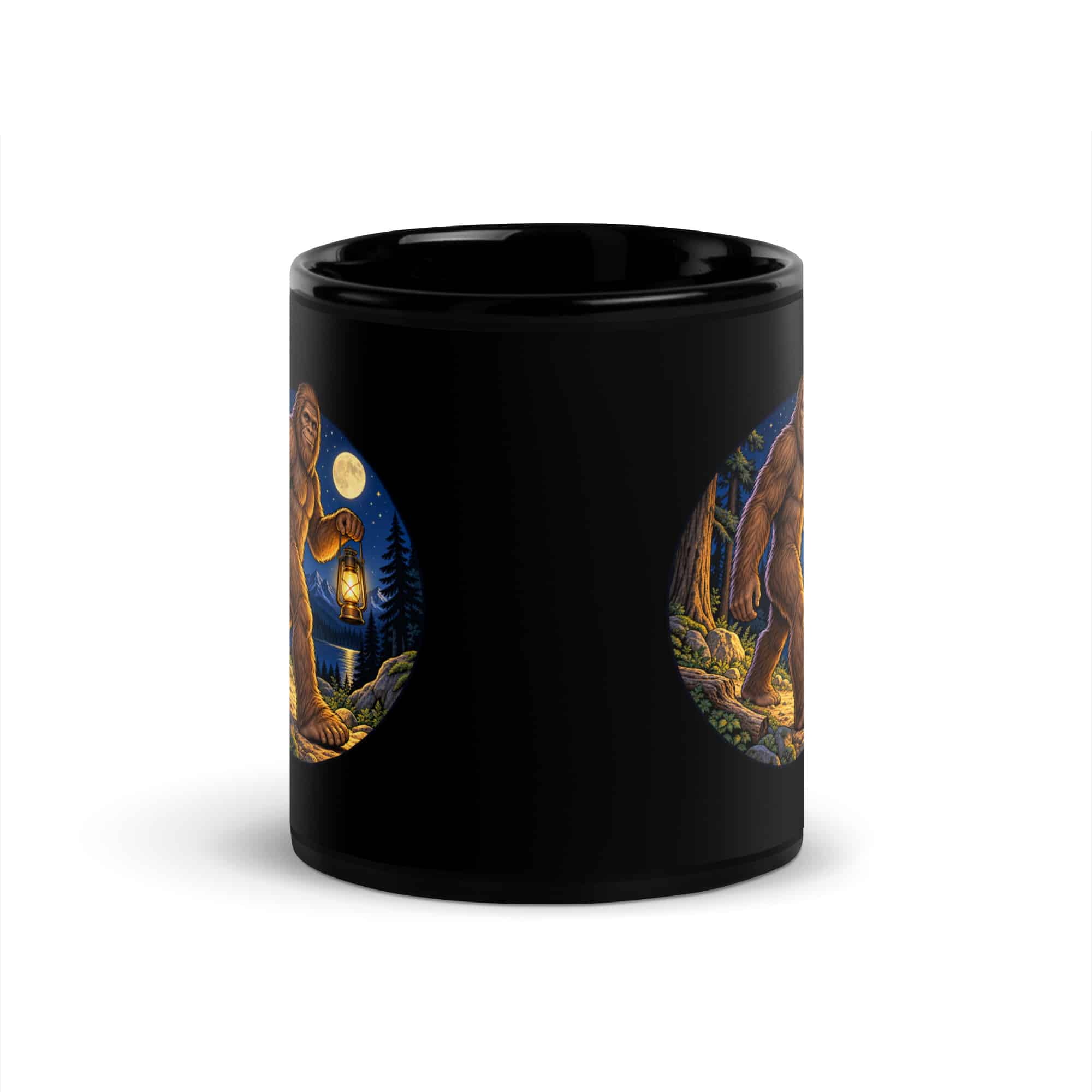 Lantern Bigfoot Black Mug