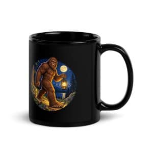 26 Bigfoot Lantern Black Glossy Coffee Mug - 11 oz - Handle on Right