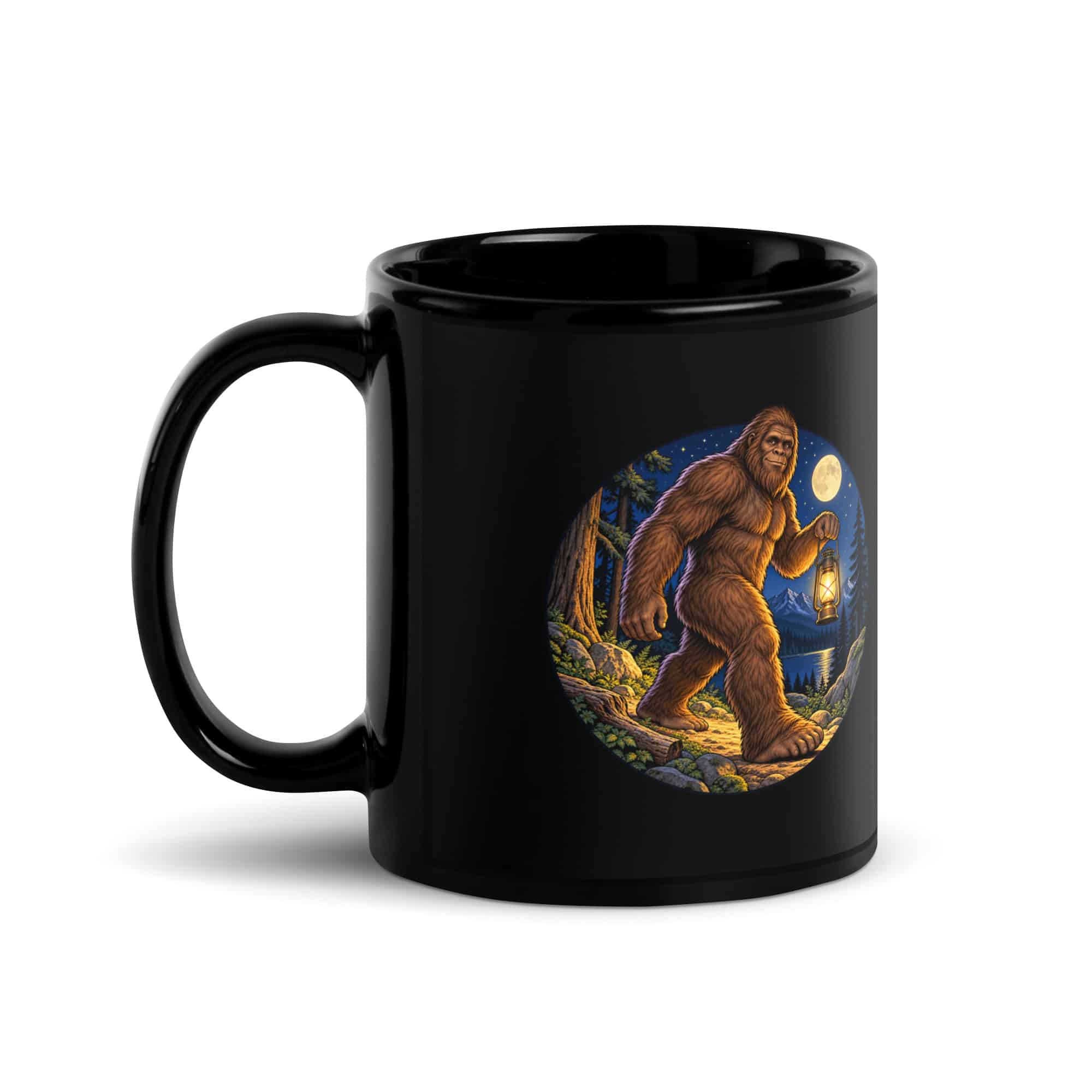 Lantern Bigfoot Black Mug