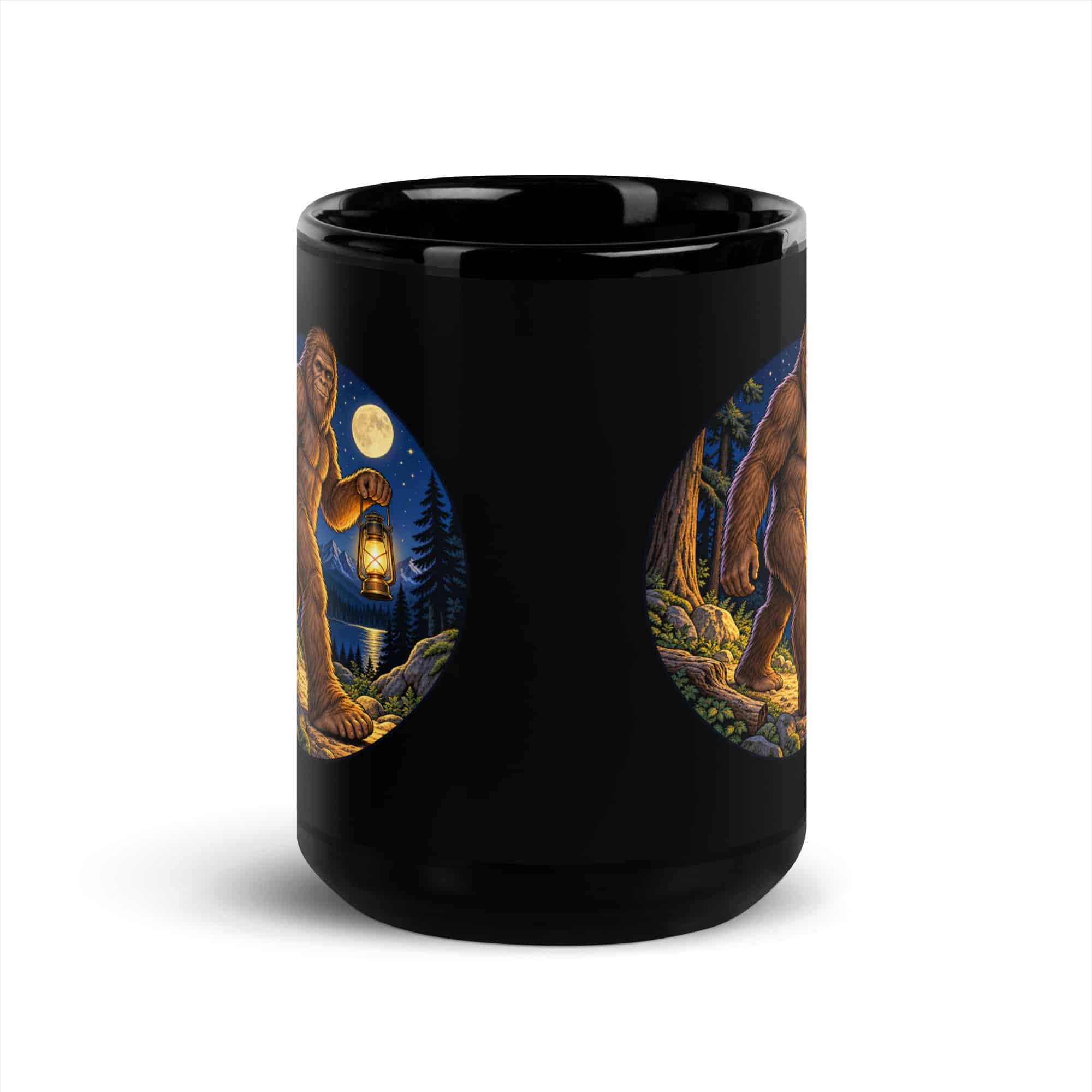 Lantern Bigfoot Black Mug