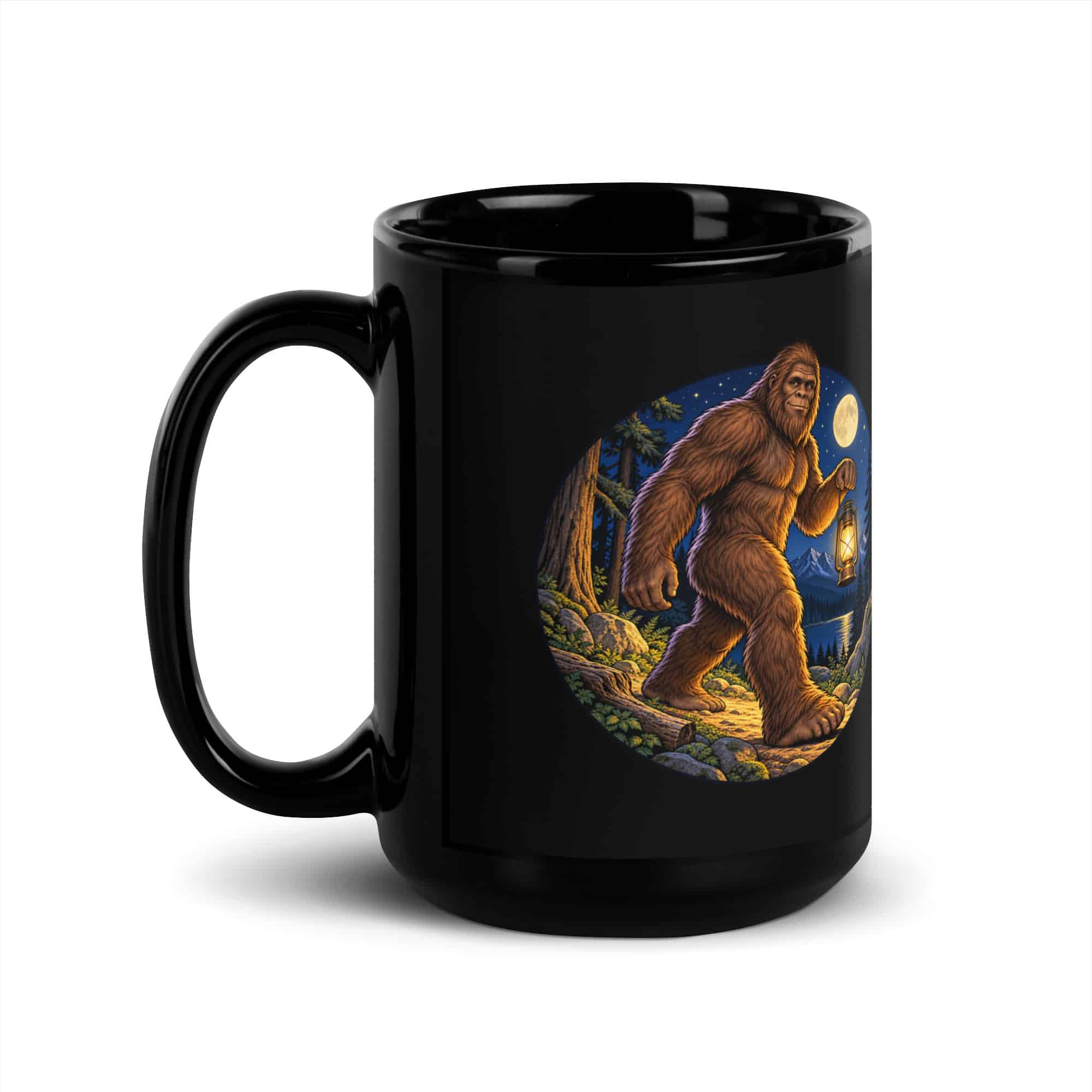Lantern Bigfoot Black Mug