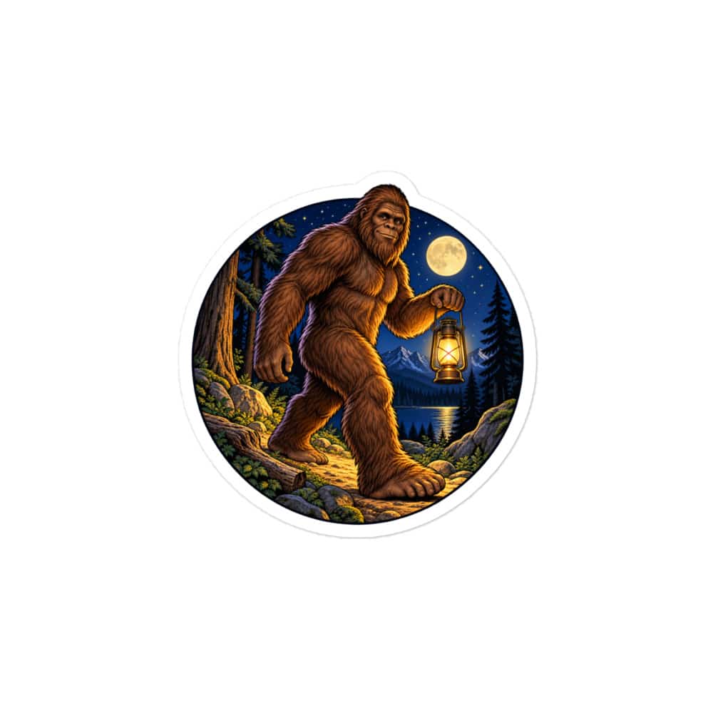 Bigfoot Lantern Night Walk Vinyl Sticker
