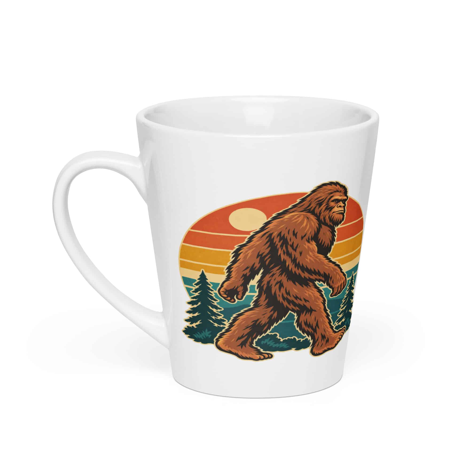 Retro Bigfoot Sunset Latte Mug