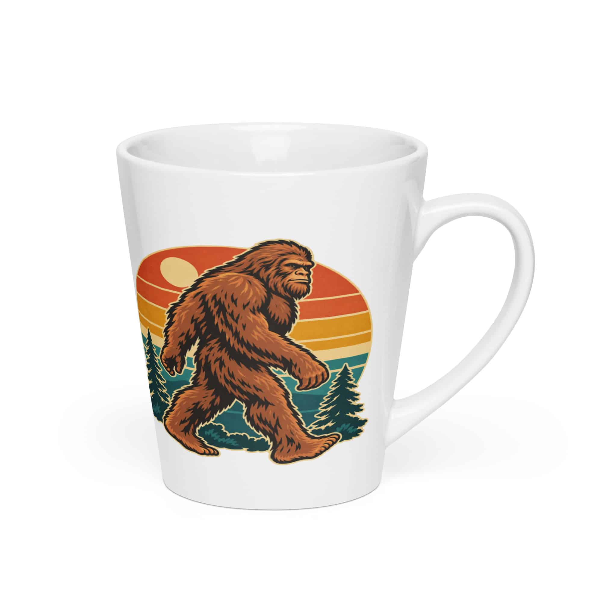 Retro Bigfoot Sunset Latte Mug
