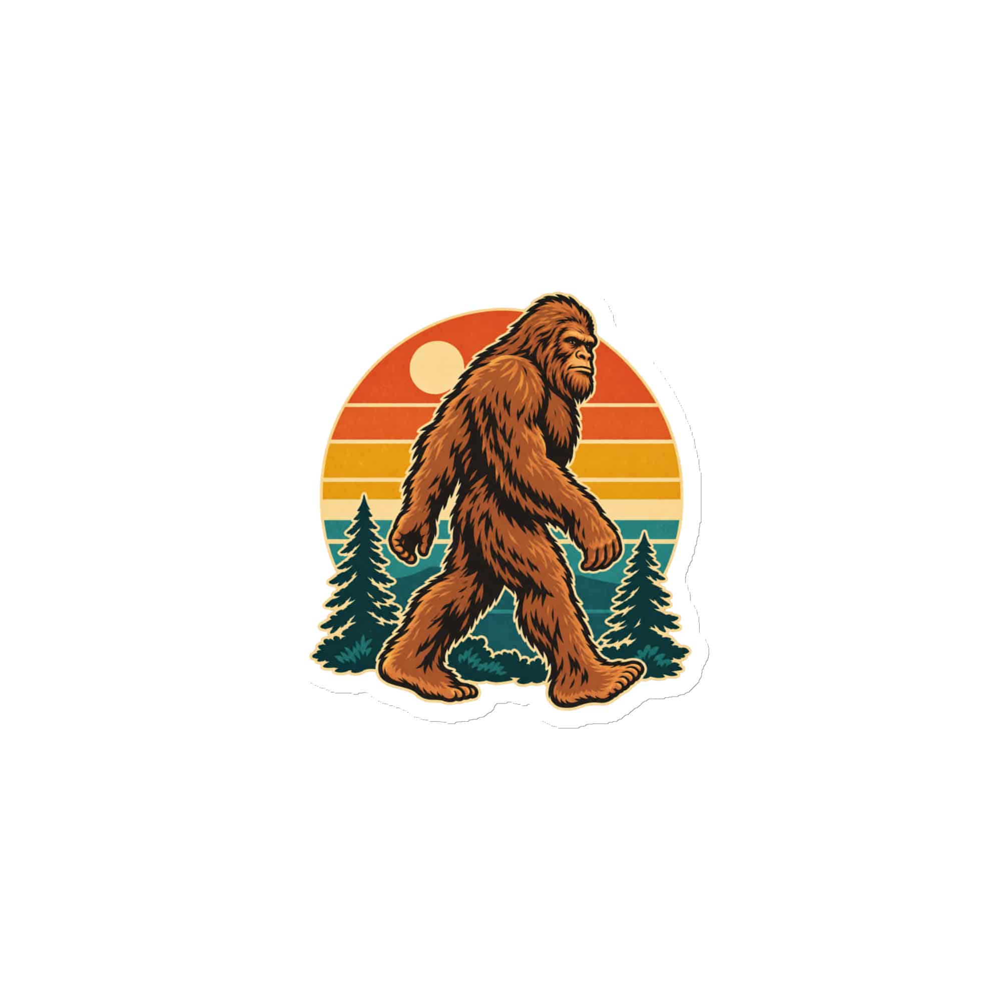 Retro Bigfoot Sunset Die-Cut Magnet