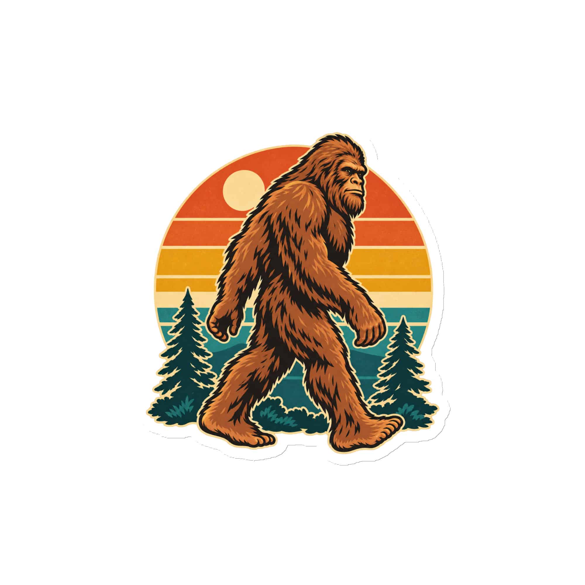 Retro Bigfoot Sunset Die-Cut Magnet