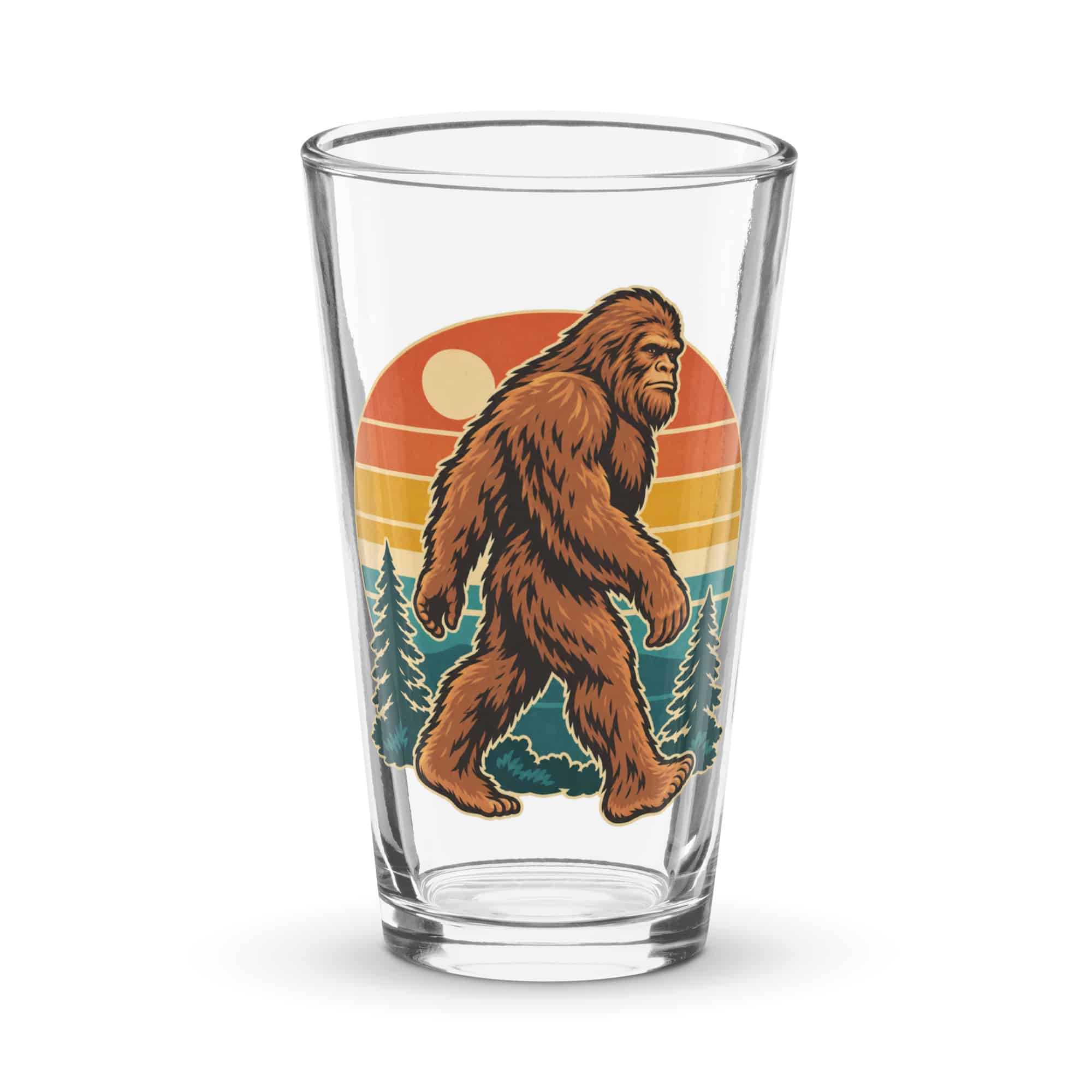 Retro Sunset Bigfoot Pint Glass