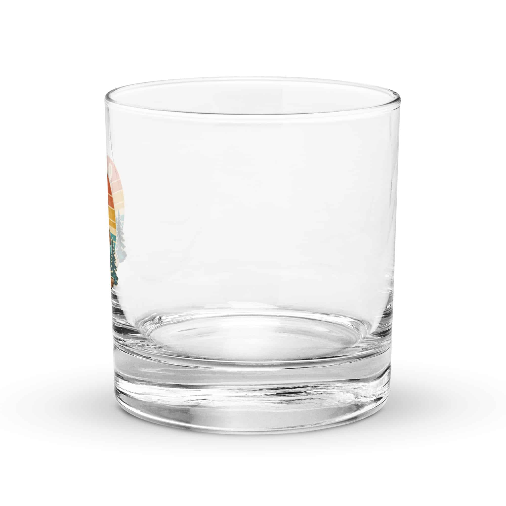 Retro Sunset Bigfoot Rocks Glass