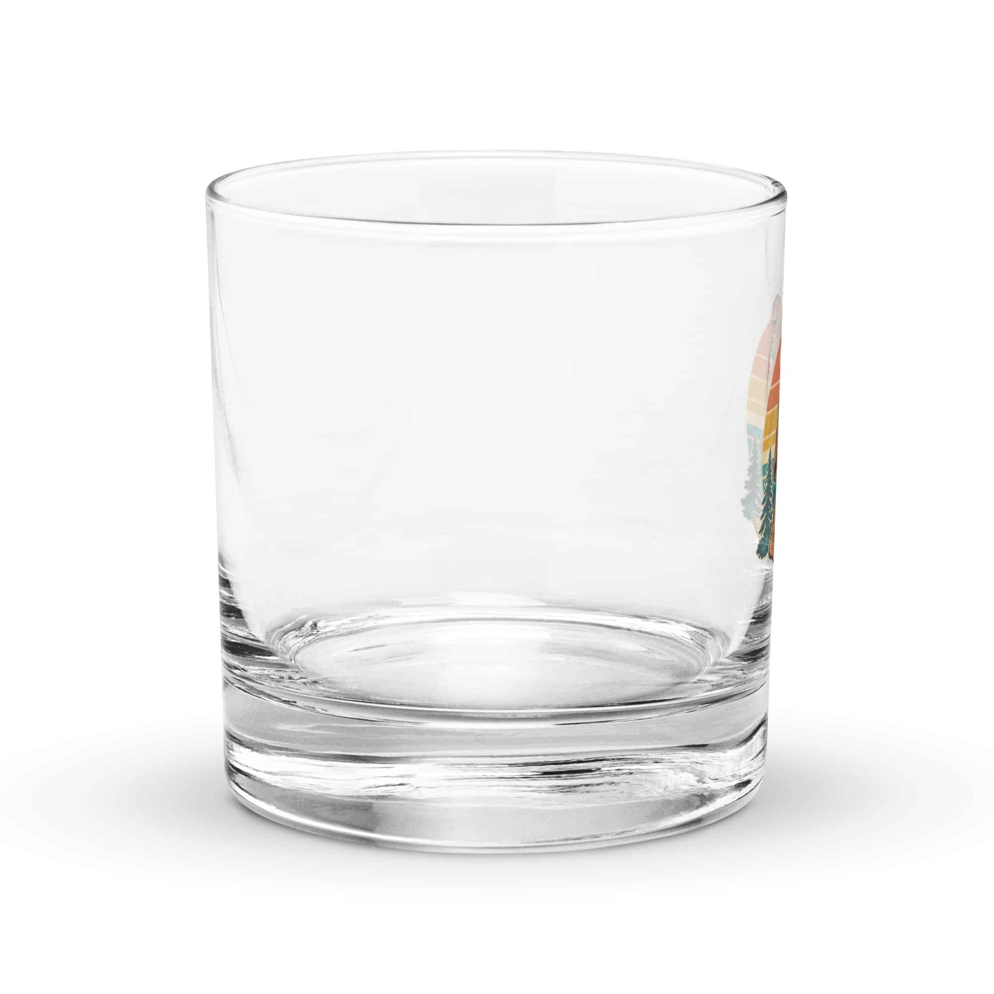 Retro Sunset Bigfoot Rocks Glass