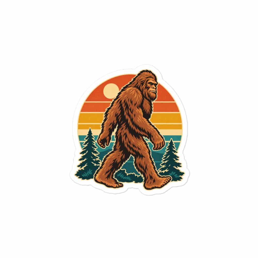 Retro Bigfoot Sunset Vinyl Sticker