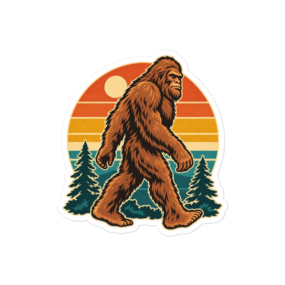 Retro Bigfoot Sunset Vinyl Sticker
