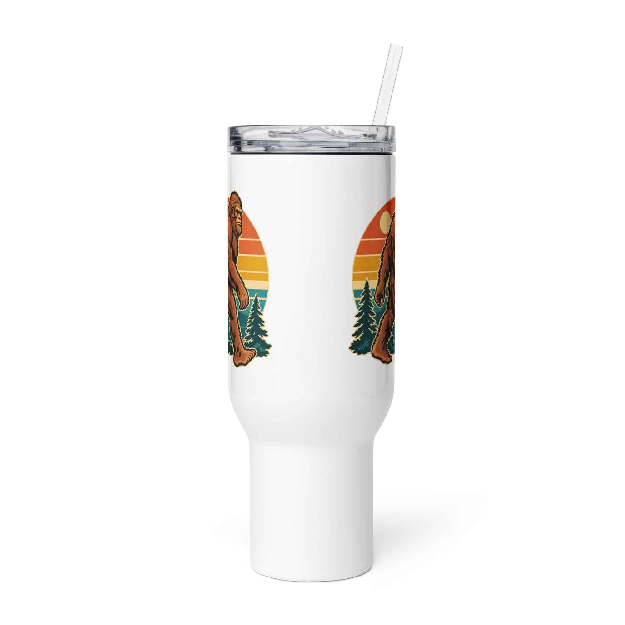Retro Bigfoot Sunset Travel Mug