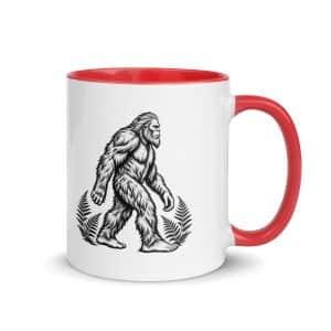 28 Bigfoot Black Ink Woodcut Color Inside Coffee Mug - 11 oz - Main