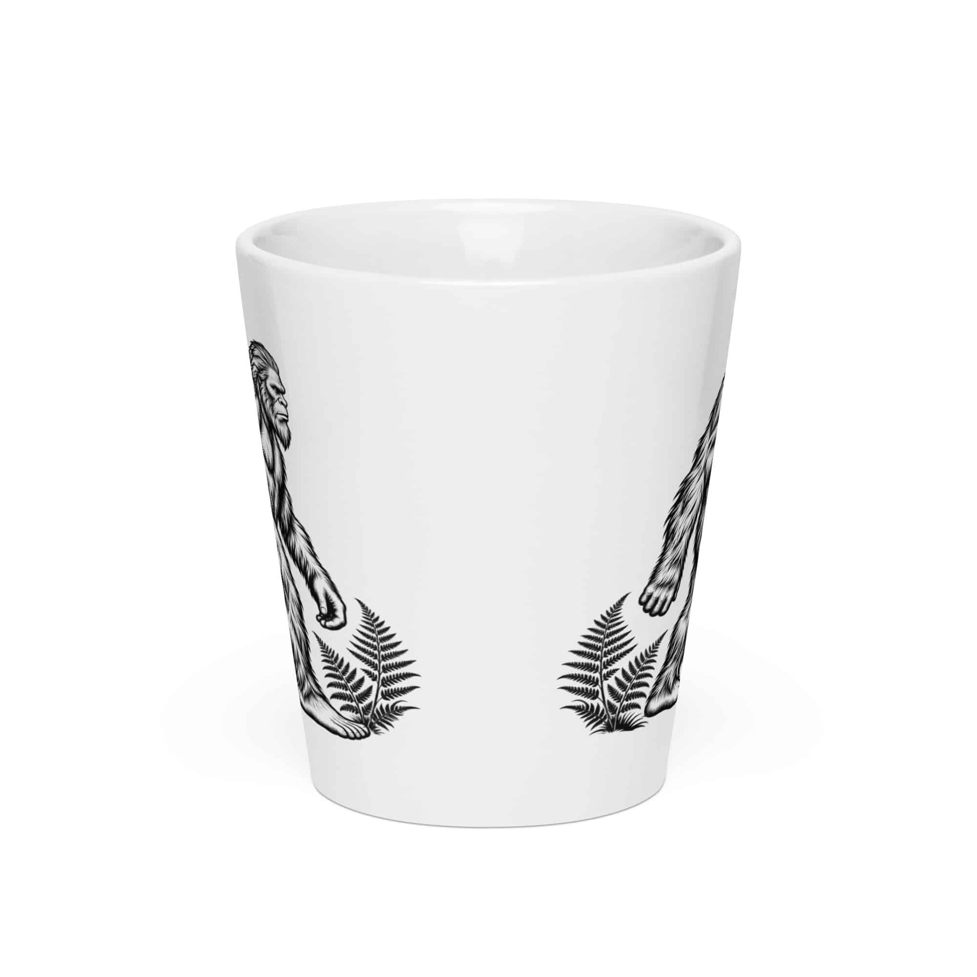 Bigfoot Black Ink Woodcut Latte Mug