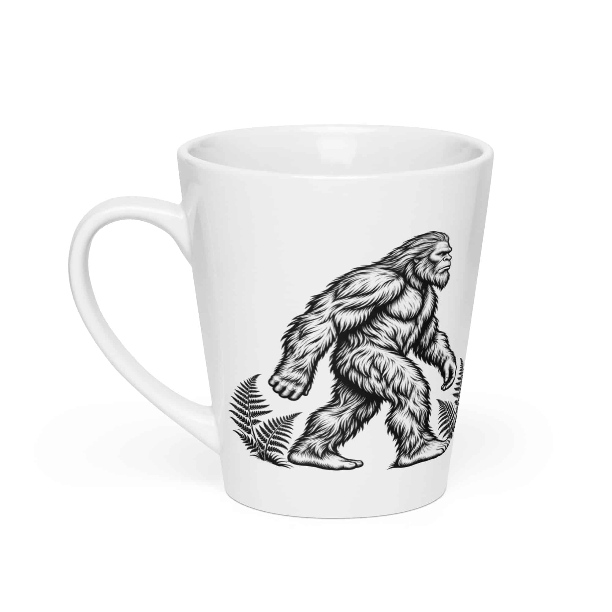 Bigfoot Black Ink Woodcut Latte Mug