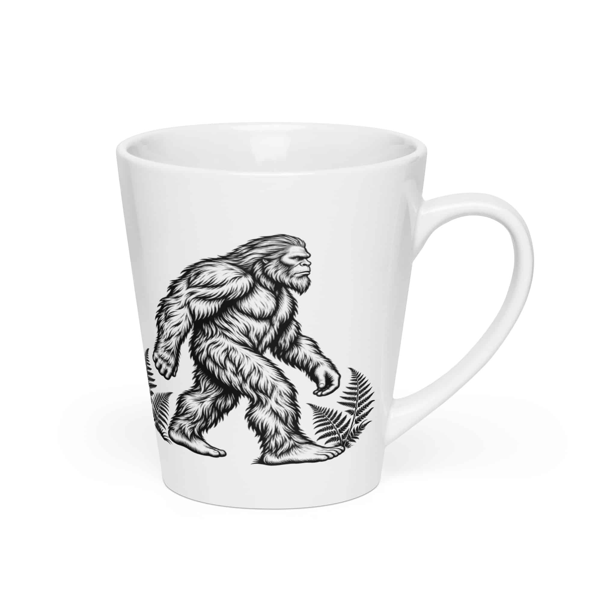 Bigfoot Black Ink Woodcut Latte Mug
