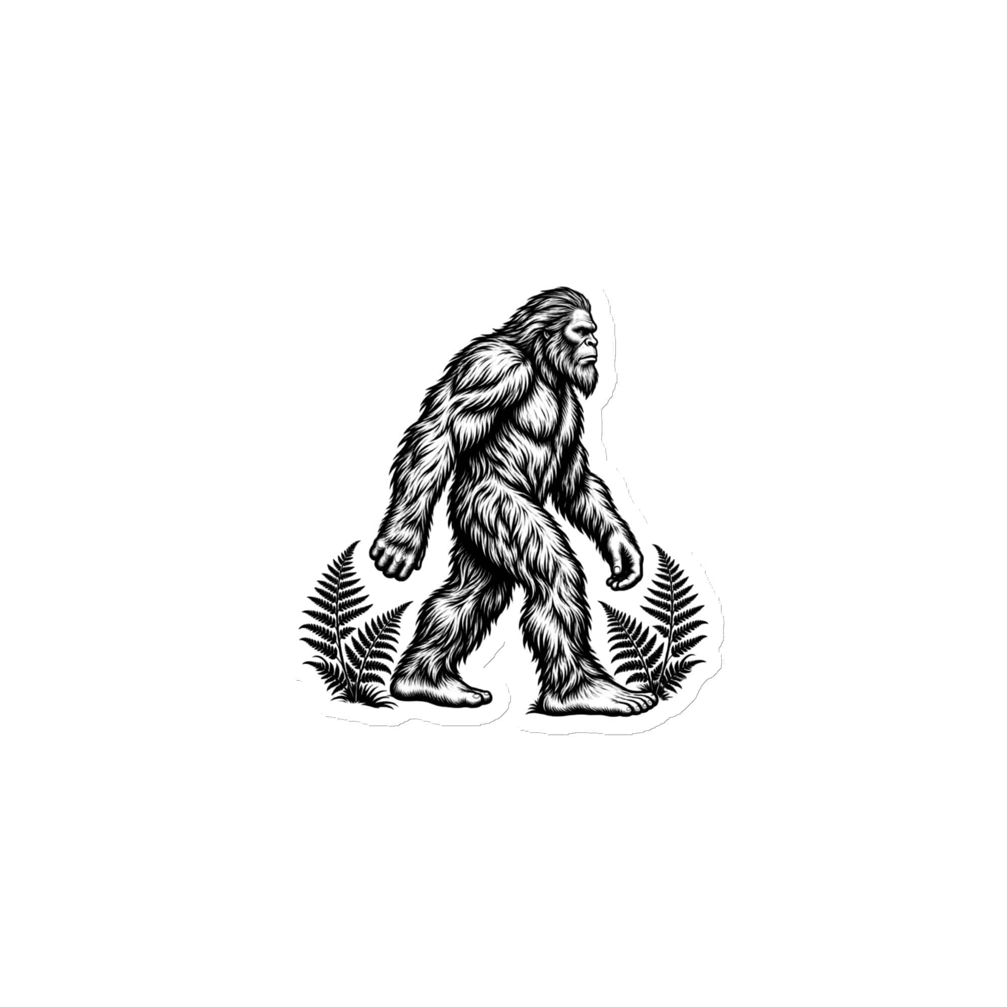 Bigfoot Black Ink Woodcut Die-Cut Magnet